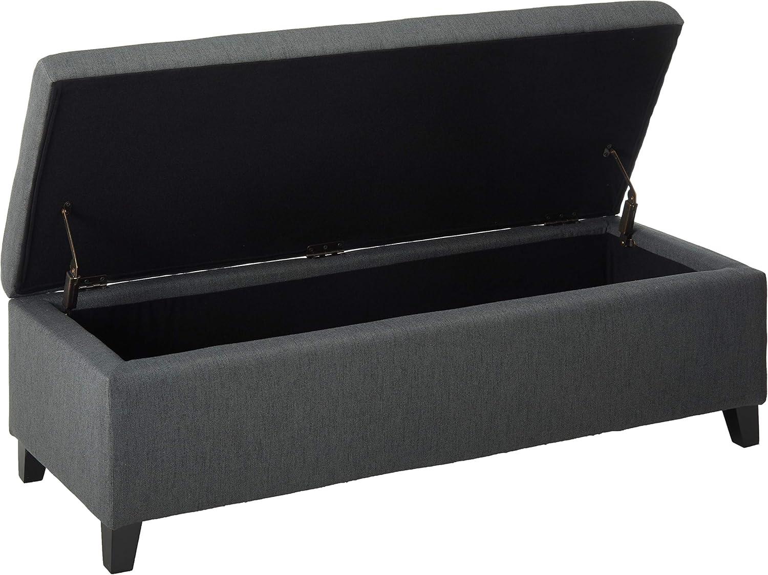 Dark Grey Birch Fabric Storage Ottoman with Legs