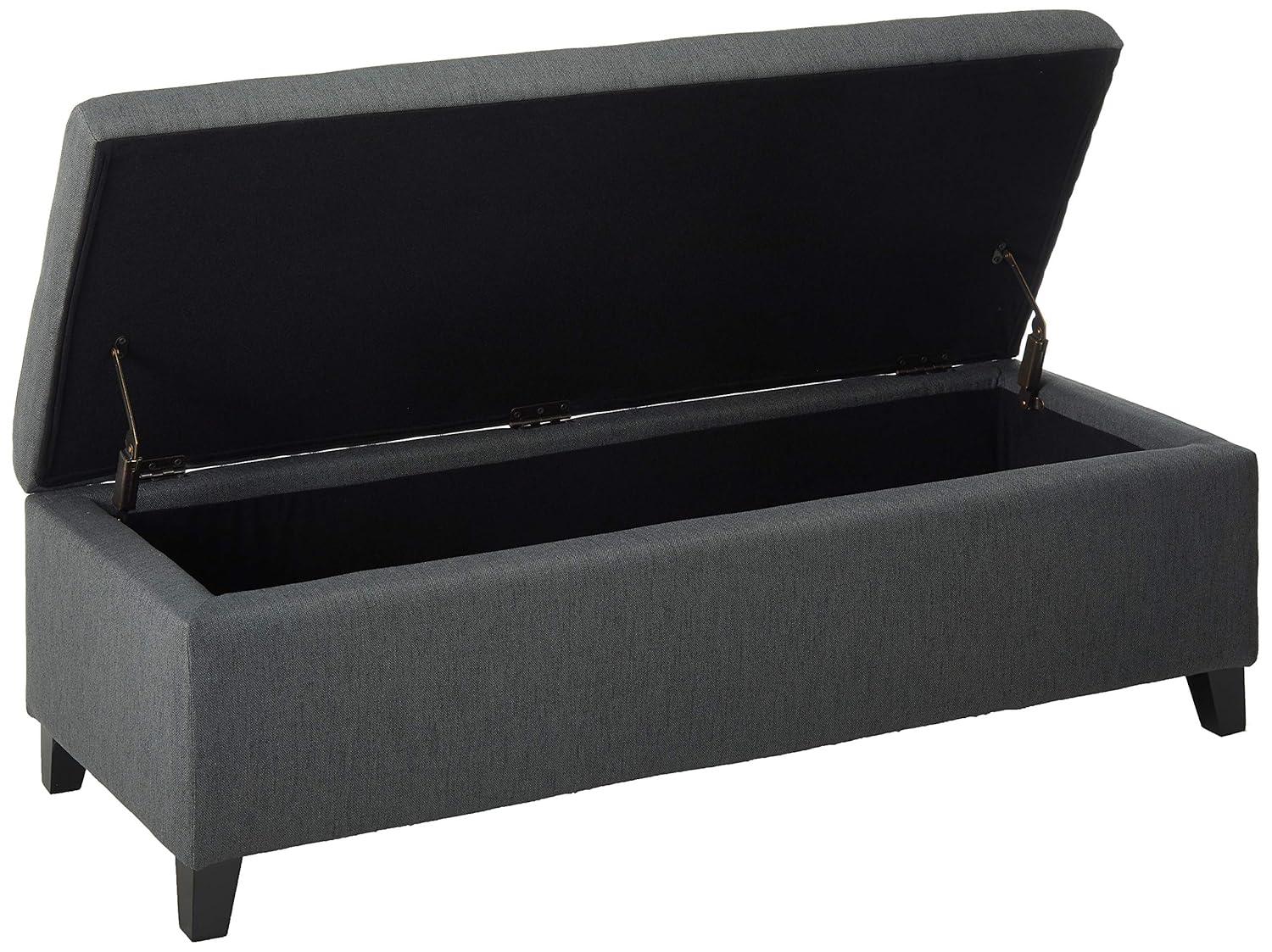 York Storage Ottoman Dark Gray - Christopher Knight Home: Upholstered, Rectangular, No Assembly Required