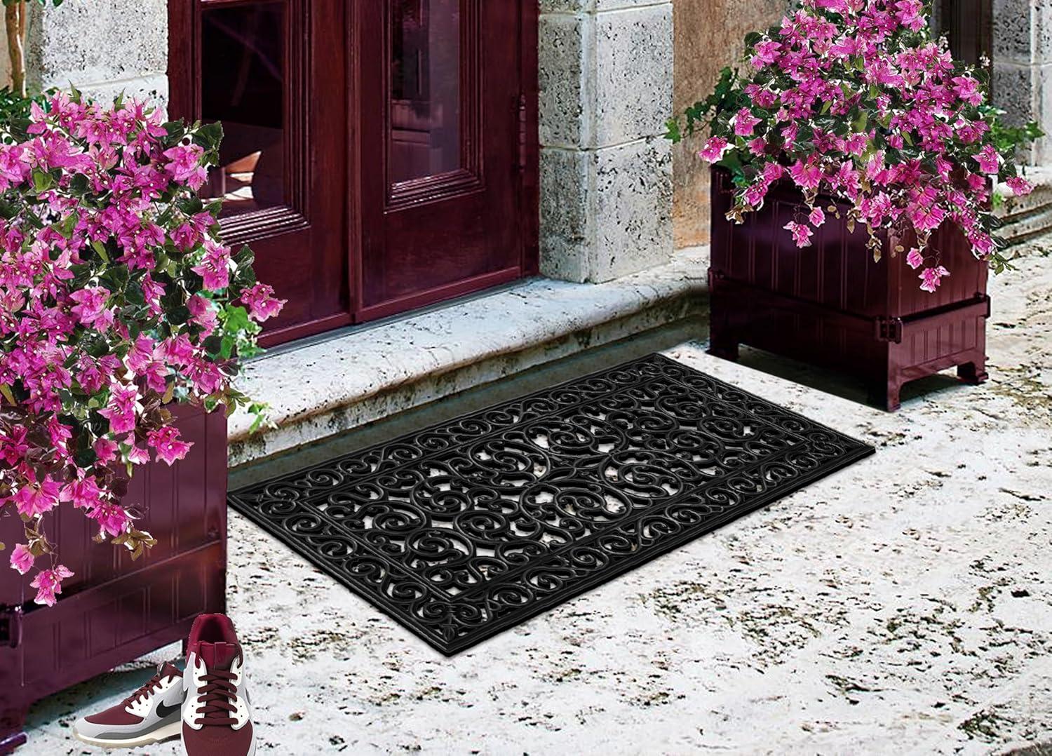 A1HC Extra Large Outdoor Floor Mat, Natural Rubber, 24" X 48", Ideal for Outside entryway, Dirt Shoe Scraper, Door mat for Indoor Outdoor, Mats for Entry, Patio, Busy Areas