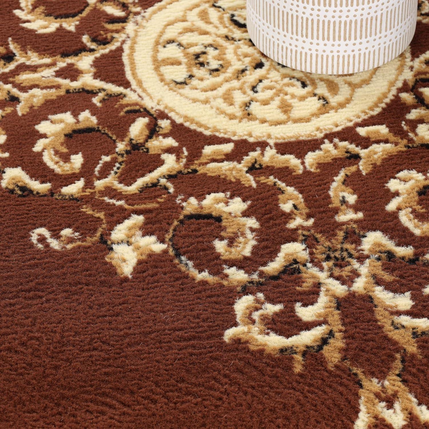 Superior Classic Elegant Floral Medallion Power-Loomed Indoor Area Rug, Toffee, 6' x 9'