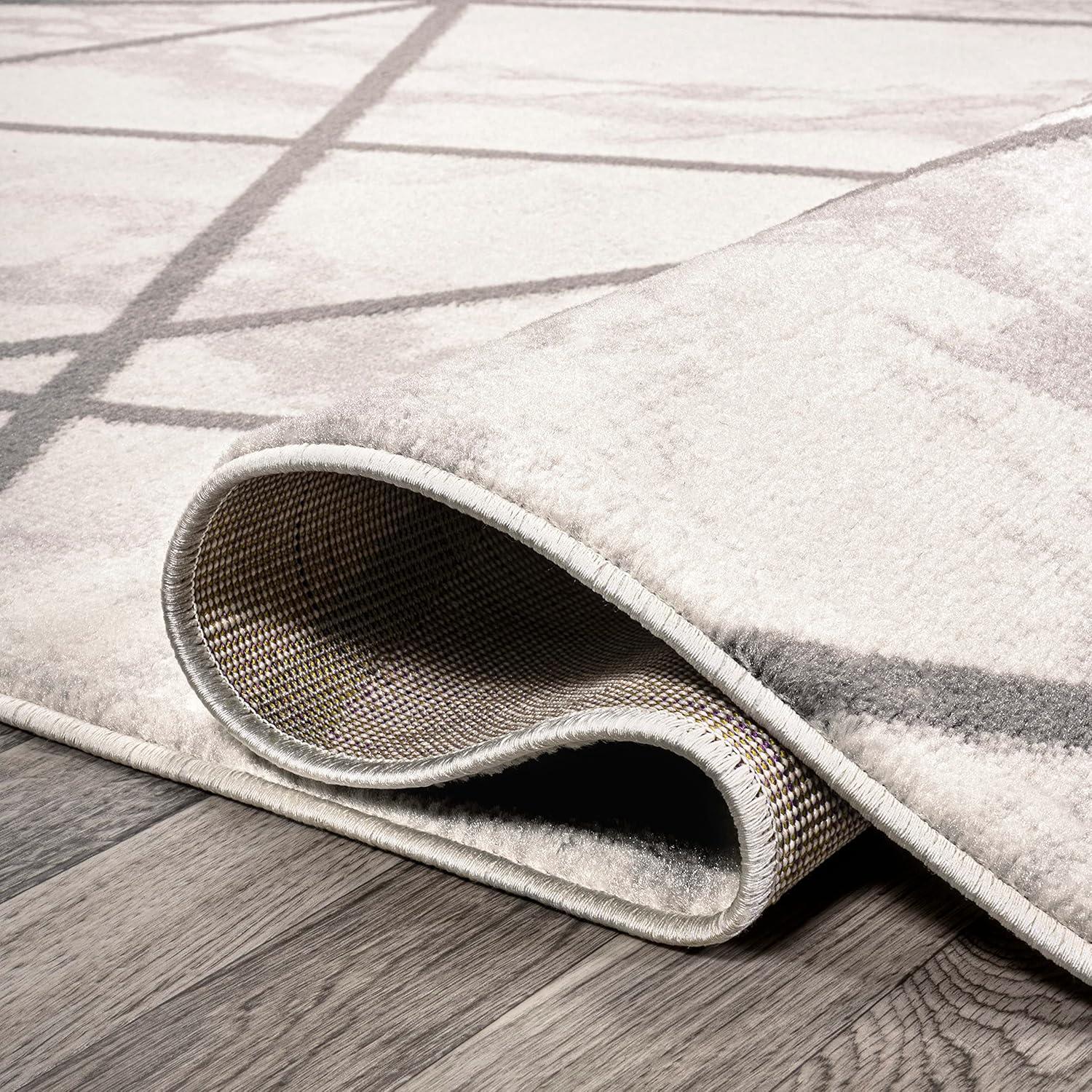 4' x 6' Patras Modern Geometric Marbled Area Rug, Ivory/Gray - JONATHAN Y