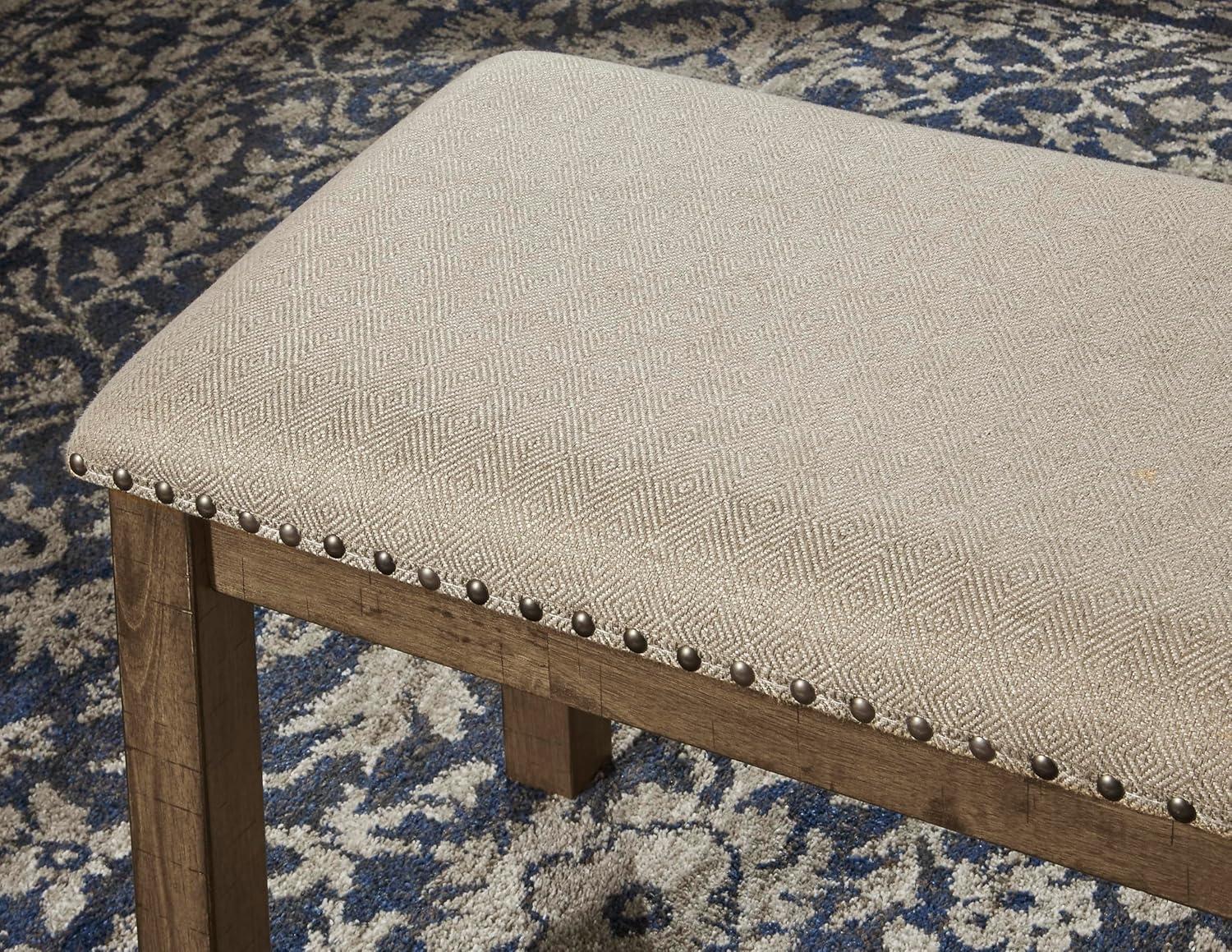 Myshanna Double Upholstered Two-Tone Dining Bench Gray: Nailhead Trim, Rectangle - Signature Design by Ashley