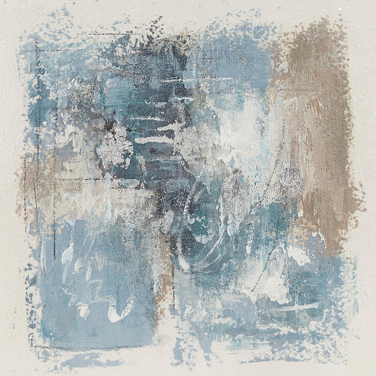 Blue and Neutral Abstract Rice Paper Framed Wall Art