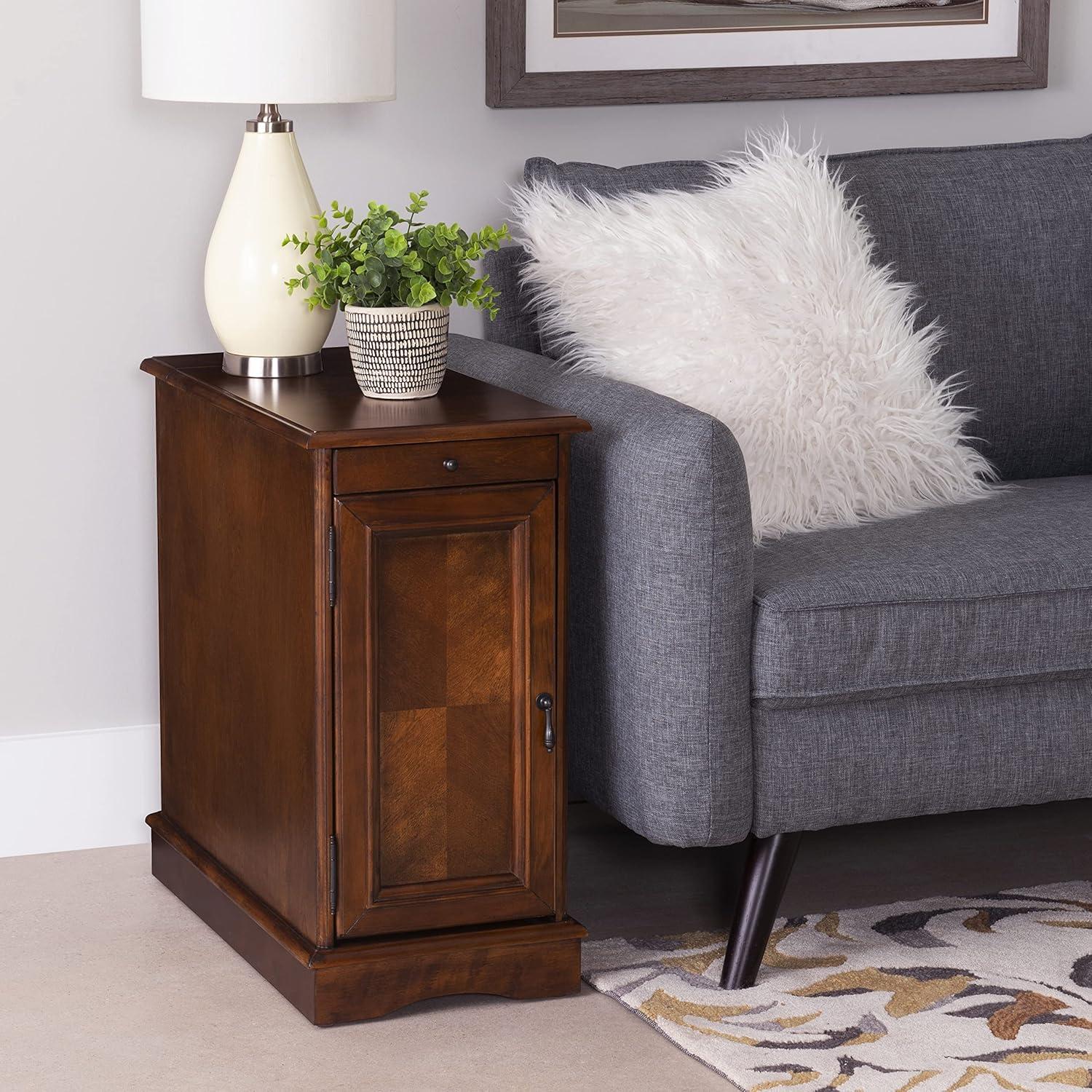 Powell Butler Accent Table with USB and Electrical Charging Station, Hazelnut