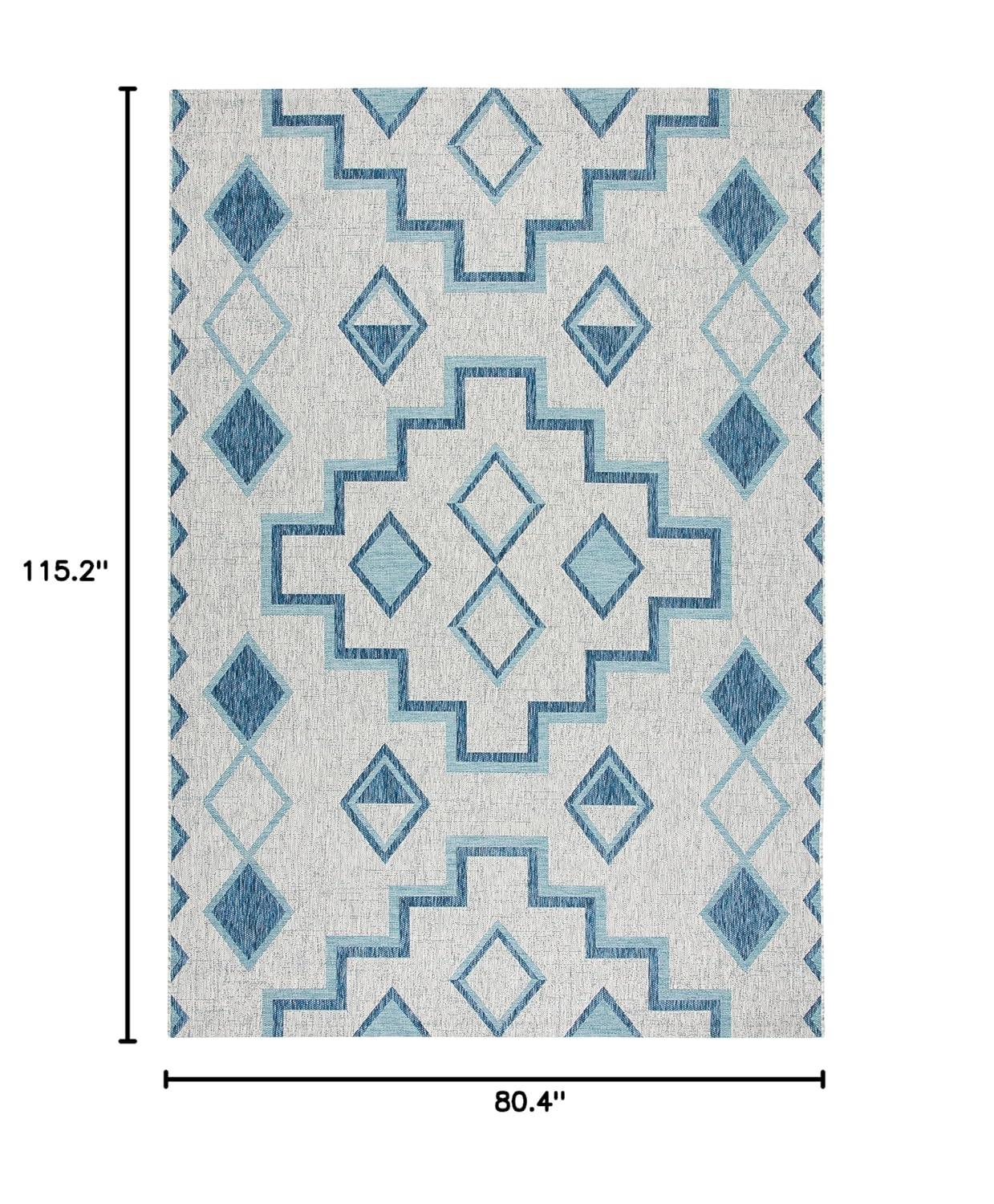 Courtyard CY8533 Power Loomed Indoor/Outdoor Area Rug - Grey/Aqua - 6'7"x9'6" - Safavieh.