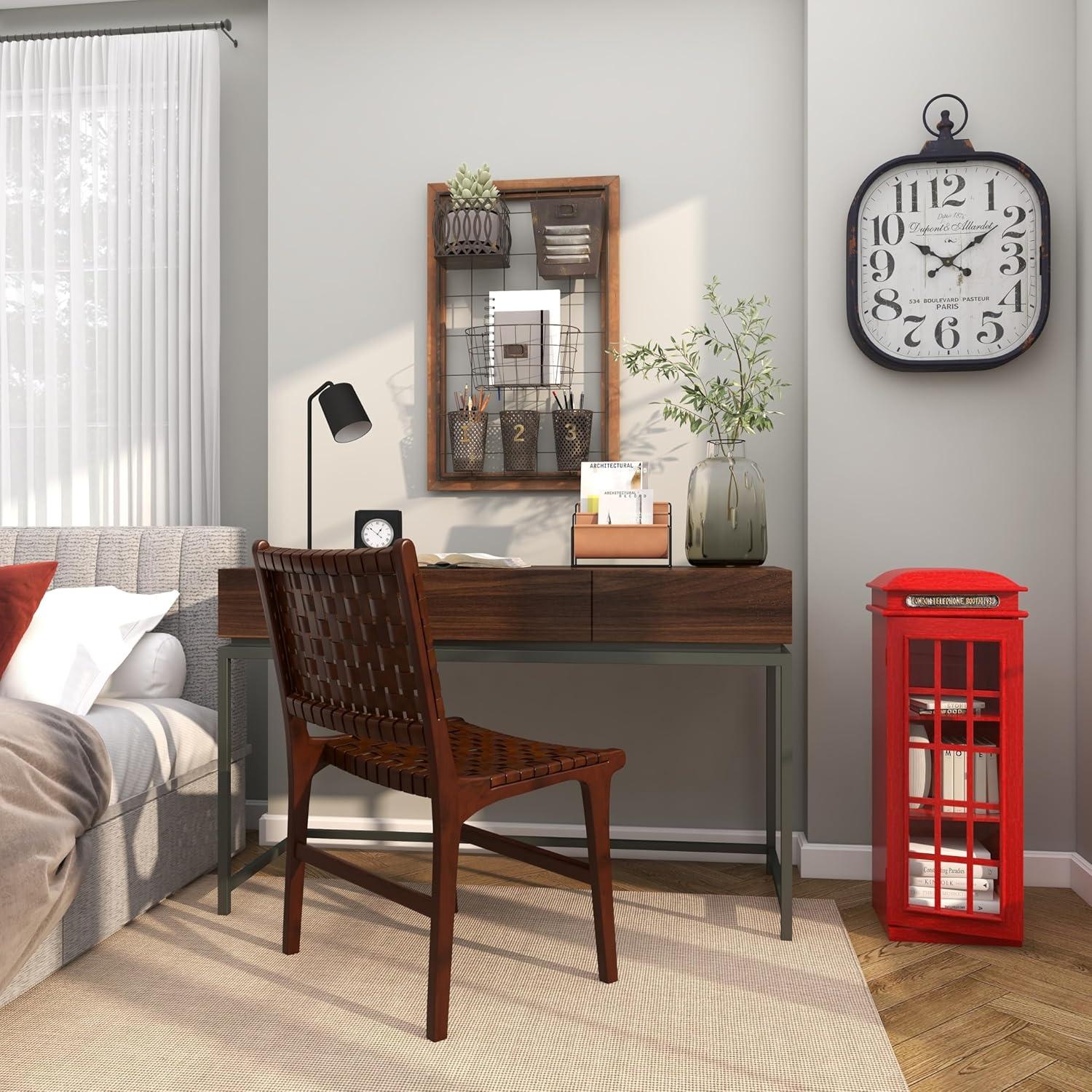 DecMode 11" x 30" Red Wooden London Telephone Booth 2 Shelf Storage Unit, 1-Piece