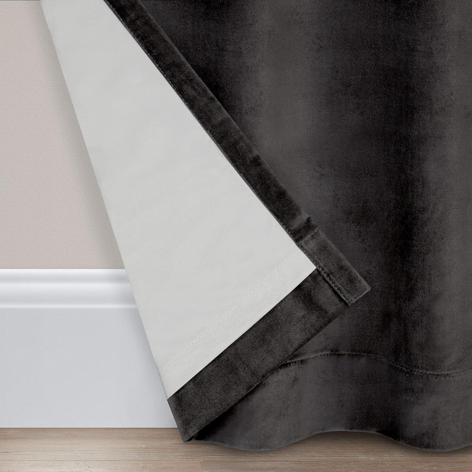 Eclipse Eclipse Luxury Cotton Velvet 100% Blackout Rod Pocket Back Tab Curtain Panel