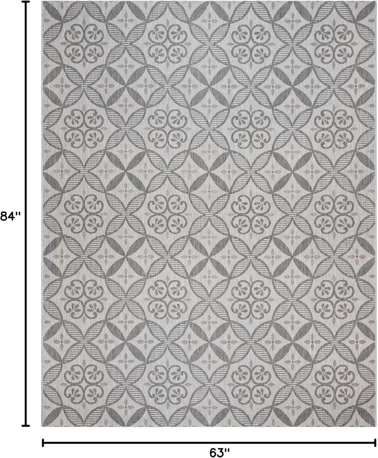 Paseo Niala Medallion Checkered Gray Ash Steel Polypropylene Flatweave Indoor/ Outdoor Area Rug