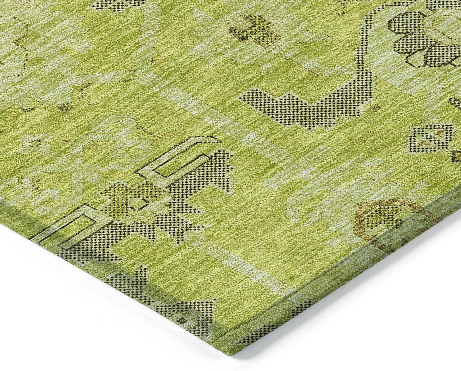 Aloe Green and Gray Geometric 10' x 14' Indoor/Outdoor Area Rug