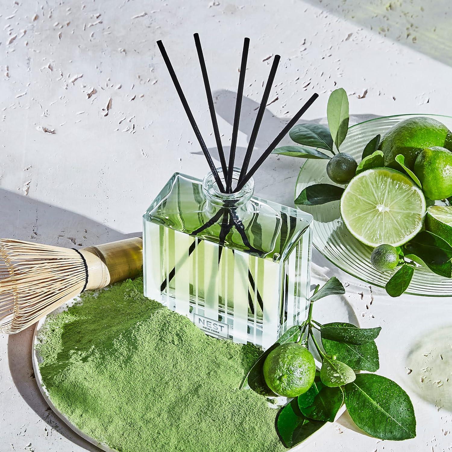 Elegant Frosted Lime & Matcha 5.9oz Glass Reed Diffuser