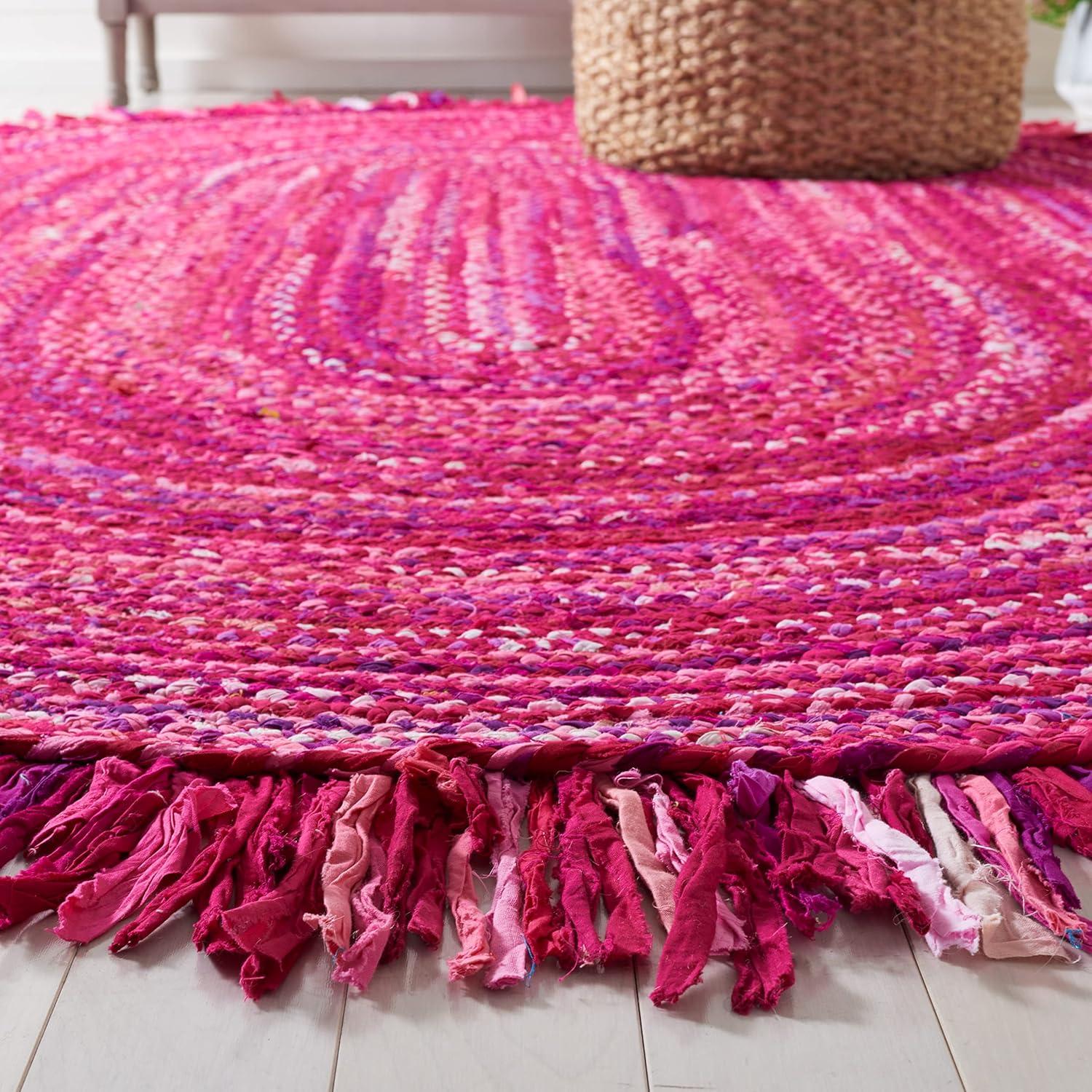 Braided BRD451 Hand Woven Area Rug - Pink/Fuchsia - 3'x5' Oval - Safavieh.