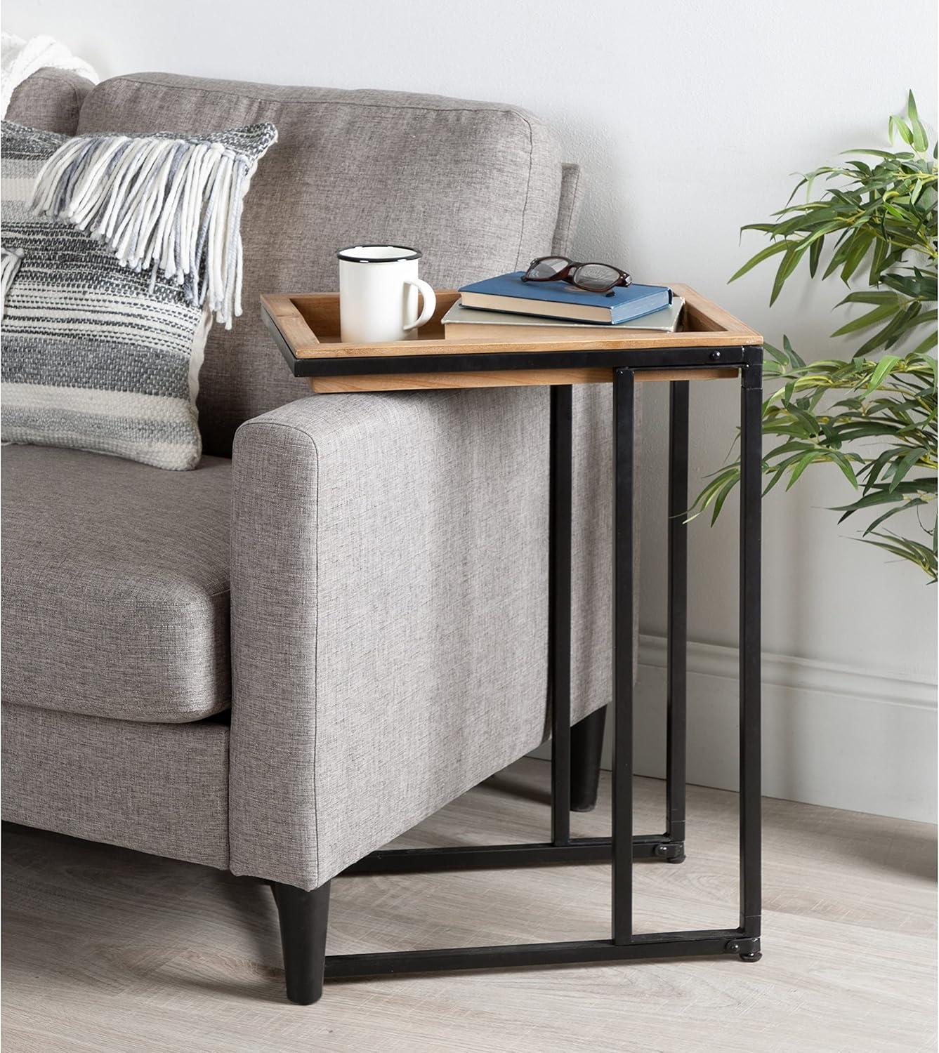 Lockridge Light Rustic Brown and Black Metal C-Table