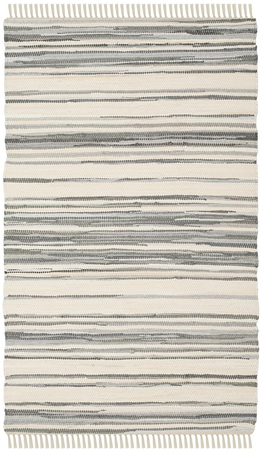 Rag Rug RAR126 Hand Woven Indoor Accent Rug - 2'6"x4' - Ivory/Grey - Safavieh