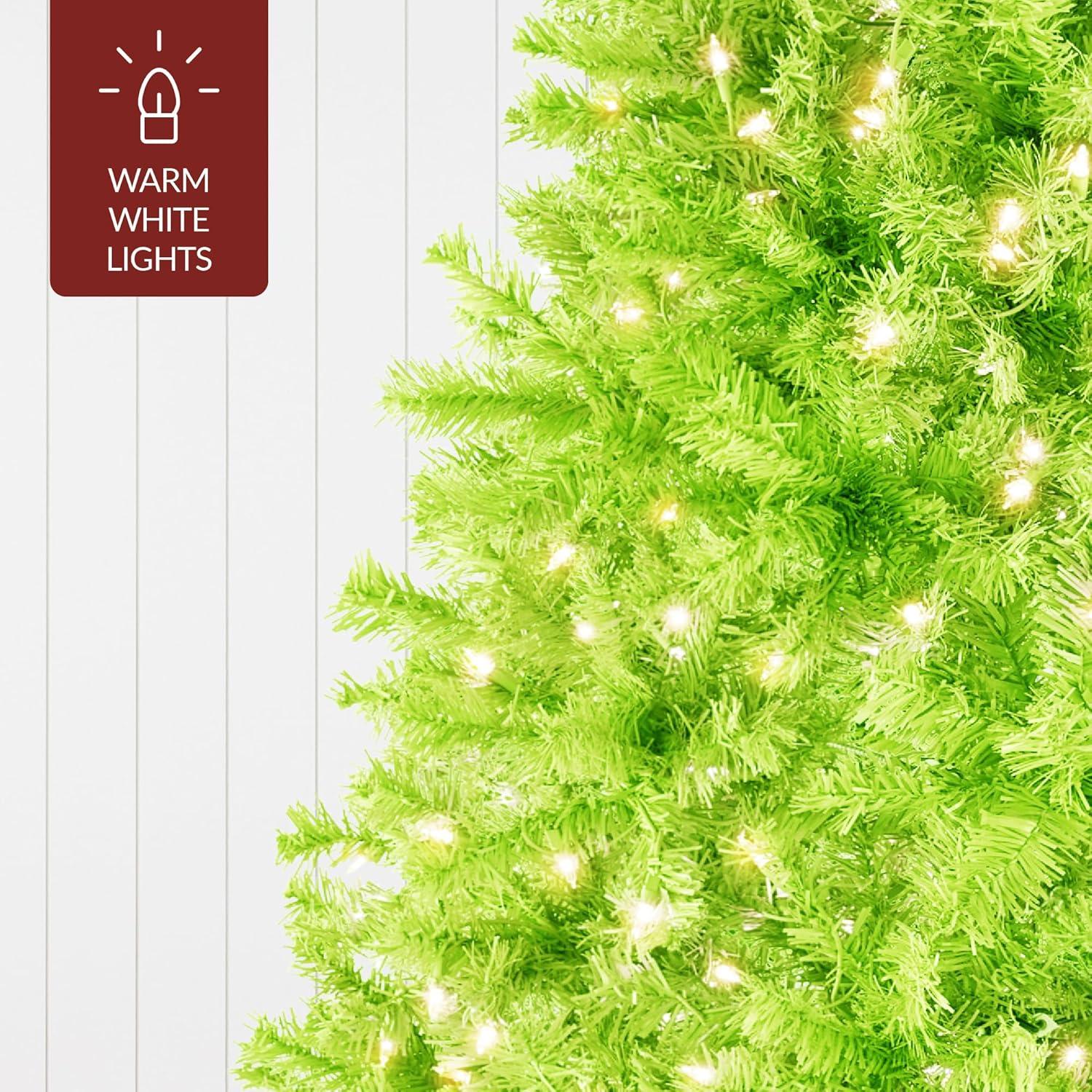 Best Choice Products 6ft Pre-Lit Lime Green Christmas Tree, Artificial Holiday Decoration w/ 250 Lights