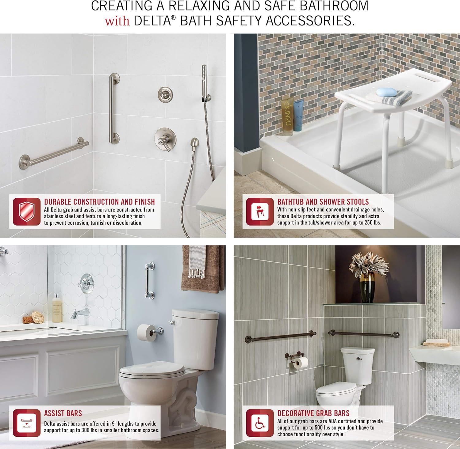 Contemporary Concealed Screw Decorative 18" Grab Bar