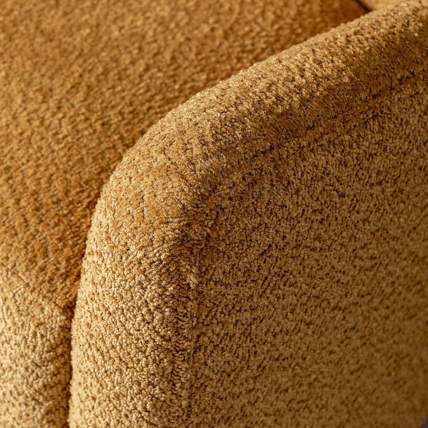 32" Wide Upholstered Swivel Armchair Camel - Kinwell: No Assembly, Pine Frame, Polyester
