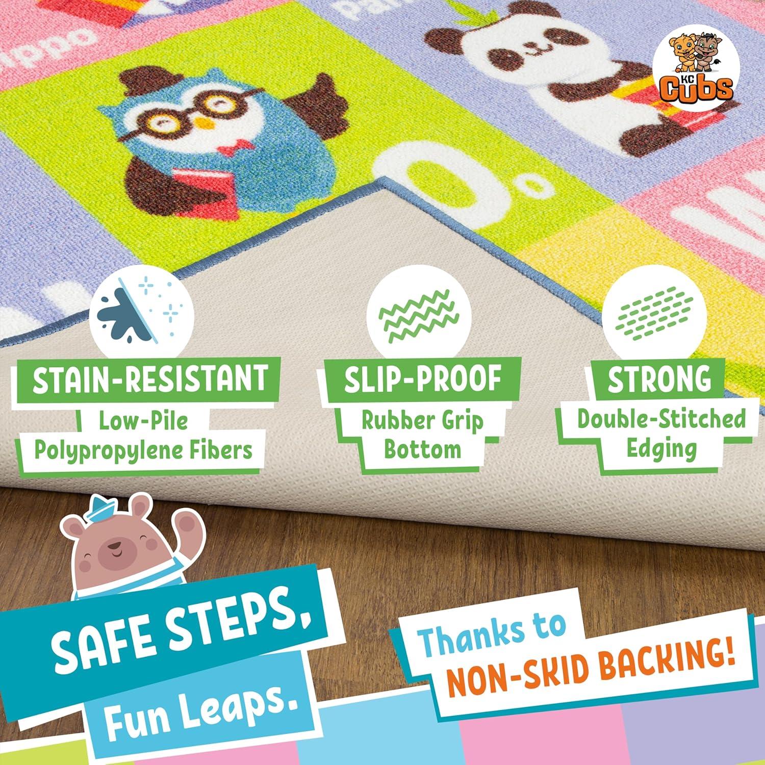 KC CUBS Boy & Girl Kids ABC Alphabet Animal Educational Learning & Fun Game Play Area Non Slip Nursery Bedroom Classroom Rug Carpet, 3' 3" x 4' 11"