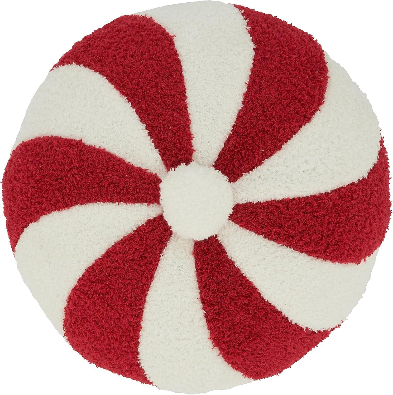 Saro Lifestyle Festive Candy Cane Poly Filled Throw Pillow, 13", Red