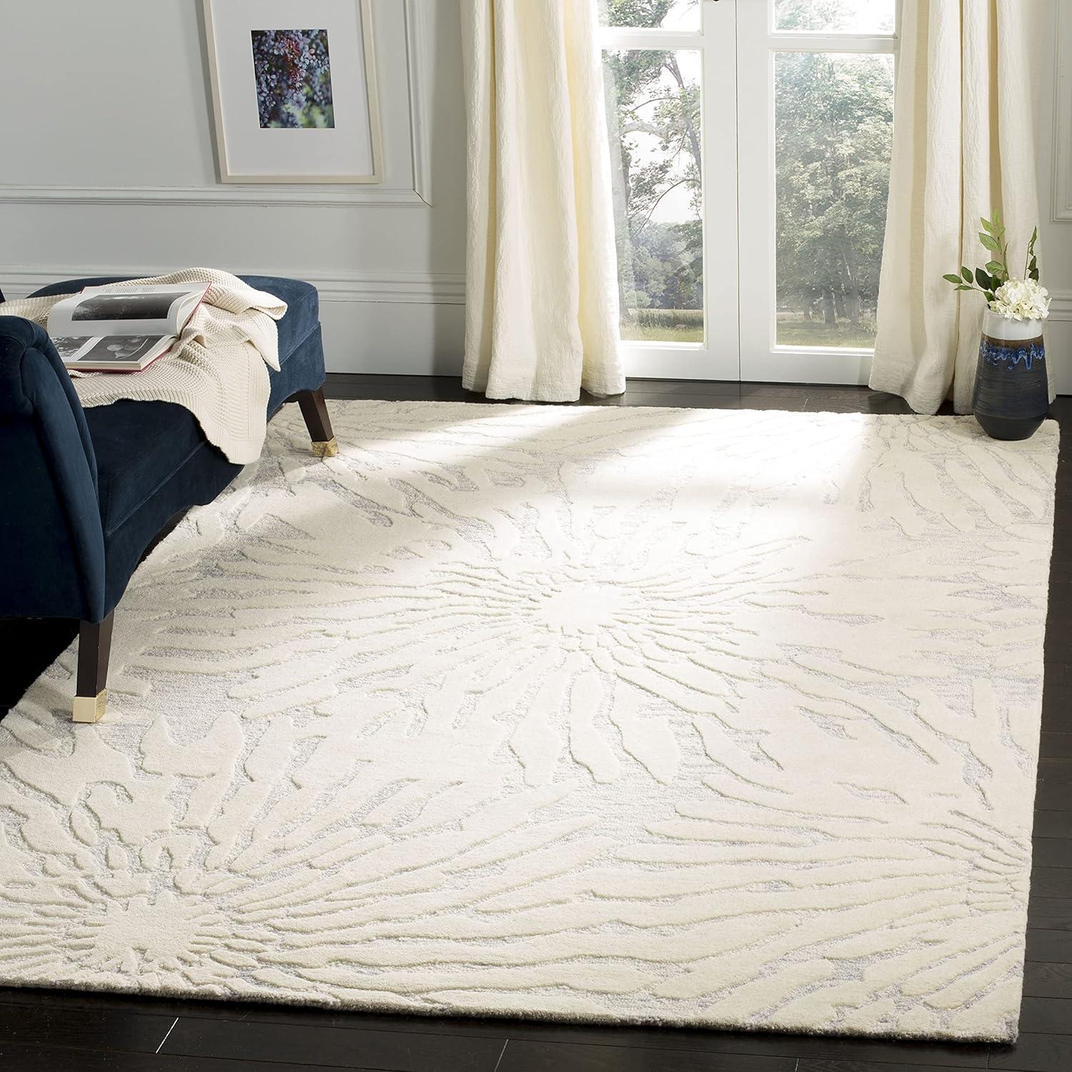 Bella BEL129 Hand Tufted Area Rug - Silver/Ivory - 6'x9' - Safavieh.