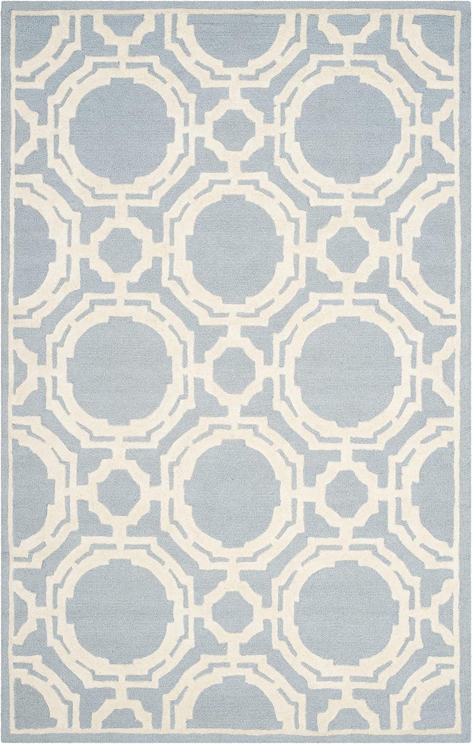 SAFAVIEH Cambridge Jessika Geometric Wool Area Rug, Blue/Ivory, 5' x 8'