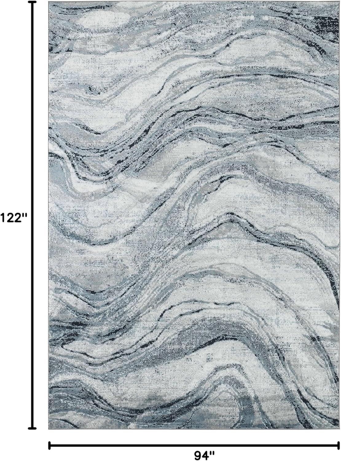 GLORY RUGS Modern Abstract Area Rug 8x10 Grey Navy Faded Soft for Living Room Bedroom Home and Office
