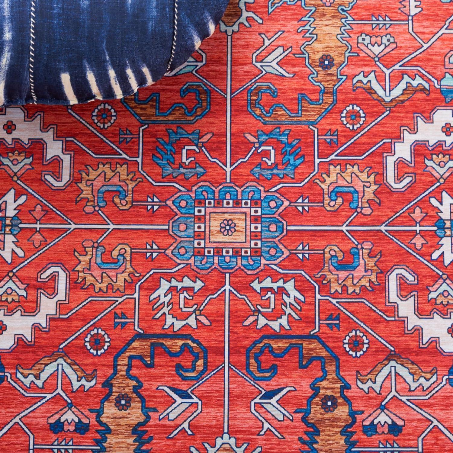 Tucson TSN152 Power Loomed Indoor Machine Washable Area Rug - Rust/Navy - 8'x10' - Safavieh