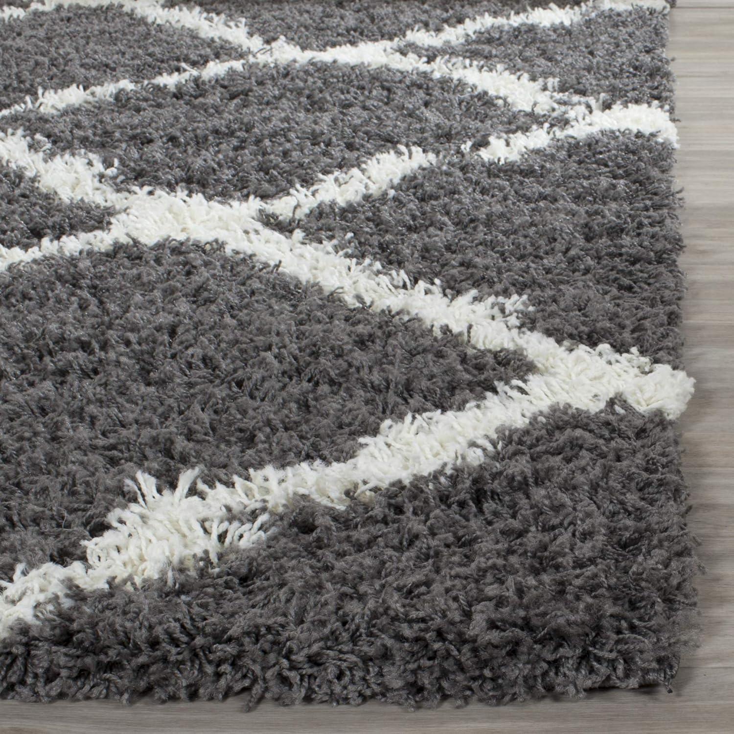 Dallas Shag SGD258 Power Loomed Indoor Area Rug - Dark Grey/Ivory - 5'1"x7'6" - Safavieh.