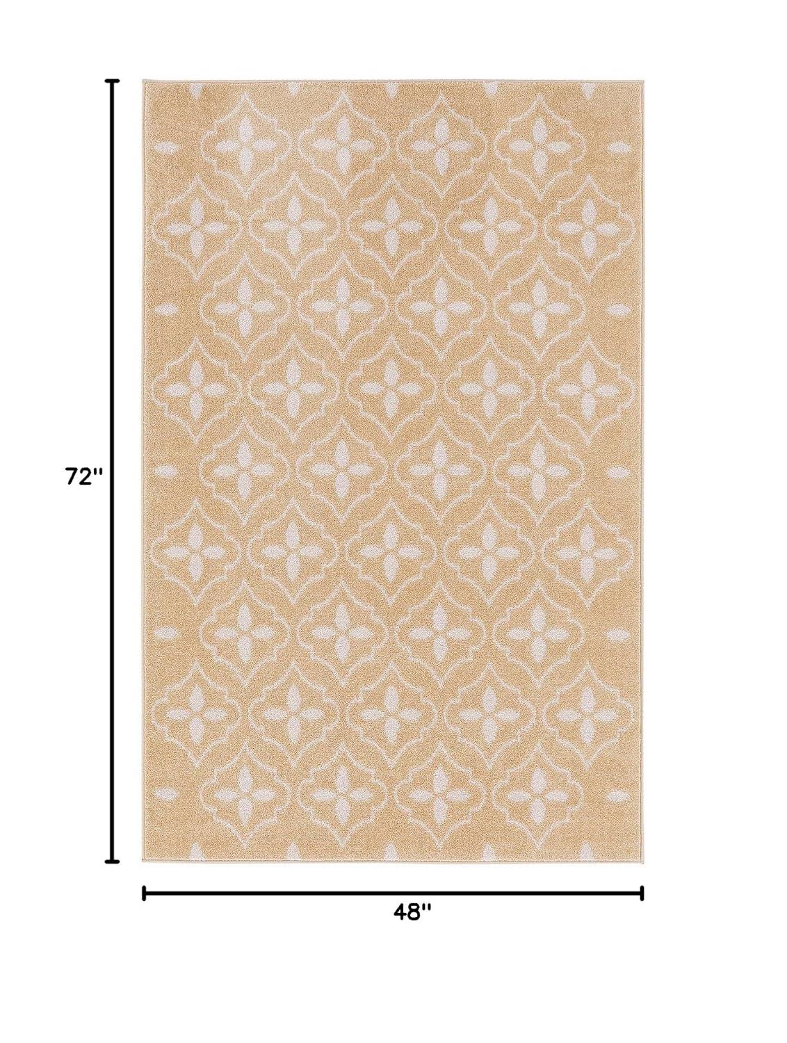 Nourison Essentials Moroccan Modern Indoor Outdoor Rug Beige Ivory 4' x 6'