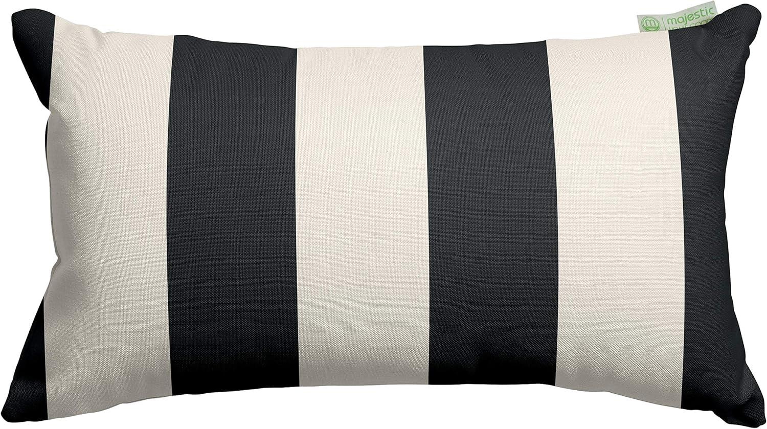 Modern Striped Polyester Rectangular Throw Pillow, Black, Outdoor-Indoor, Washable