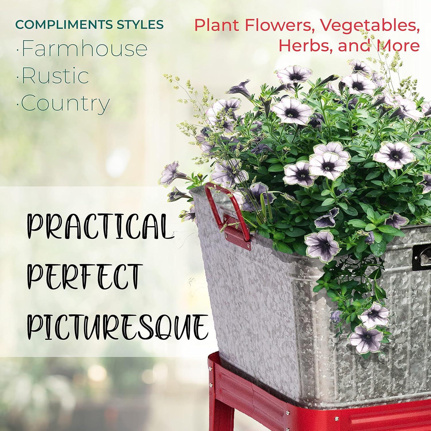 Backyard Expressions Galvanized Metal Beverage Tub Cooler, Planter, Wash bin - Rustic Grey/Silver
