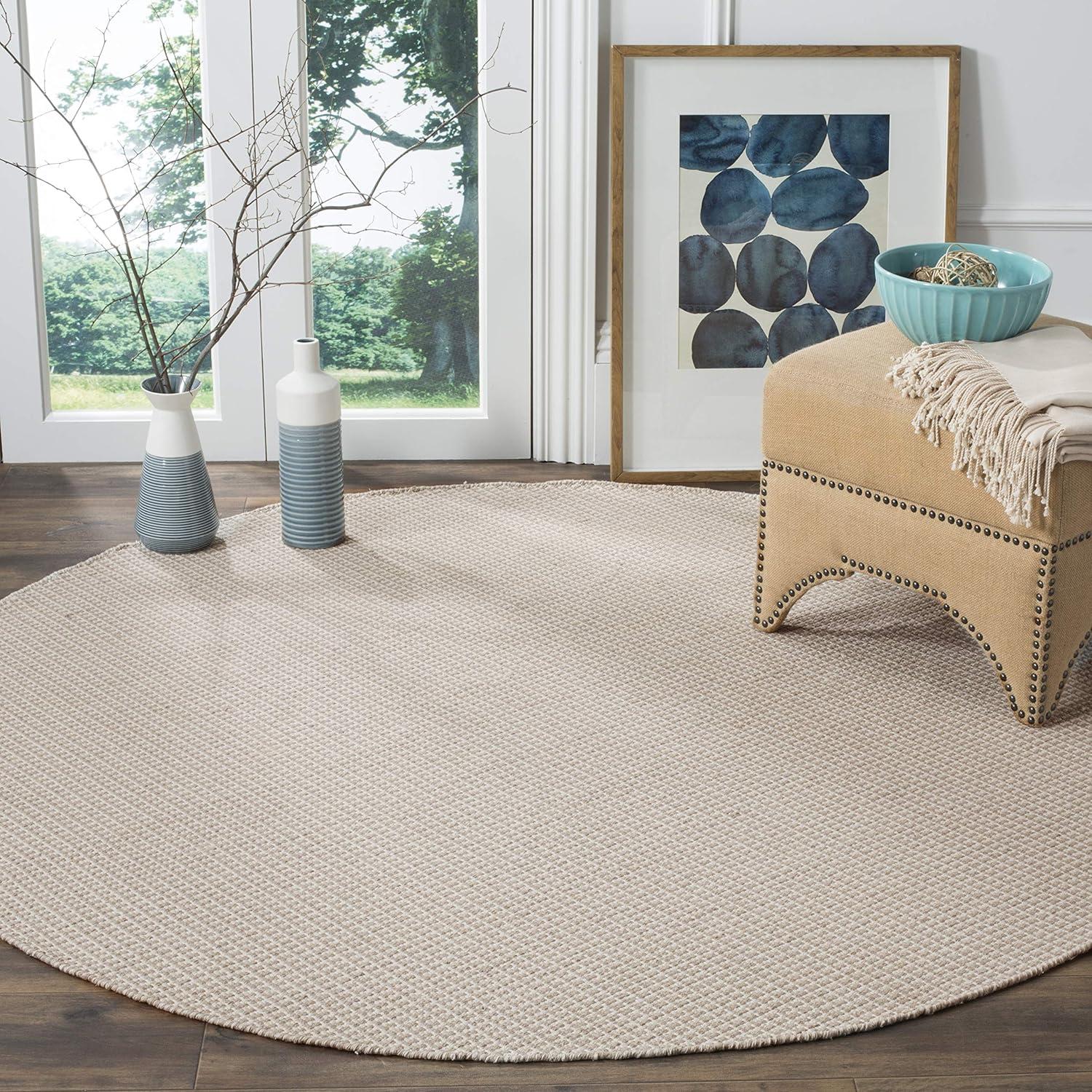 Montauk MTK340 Hand Woven Indoor Area Rug - Ivory/Grey - 6' Round - Safavieh