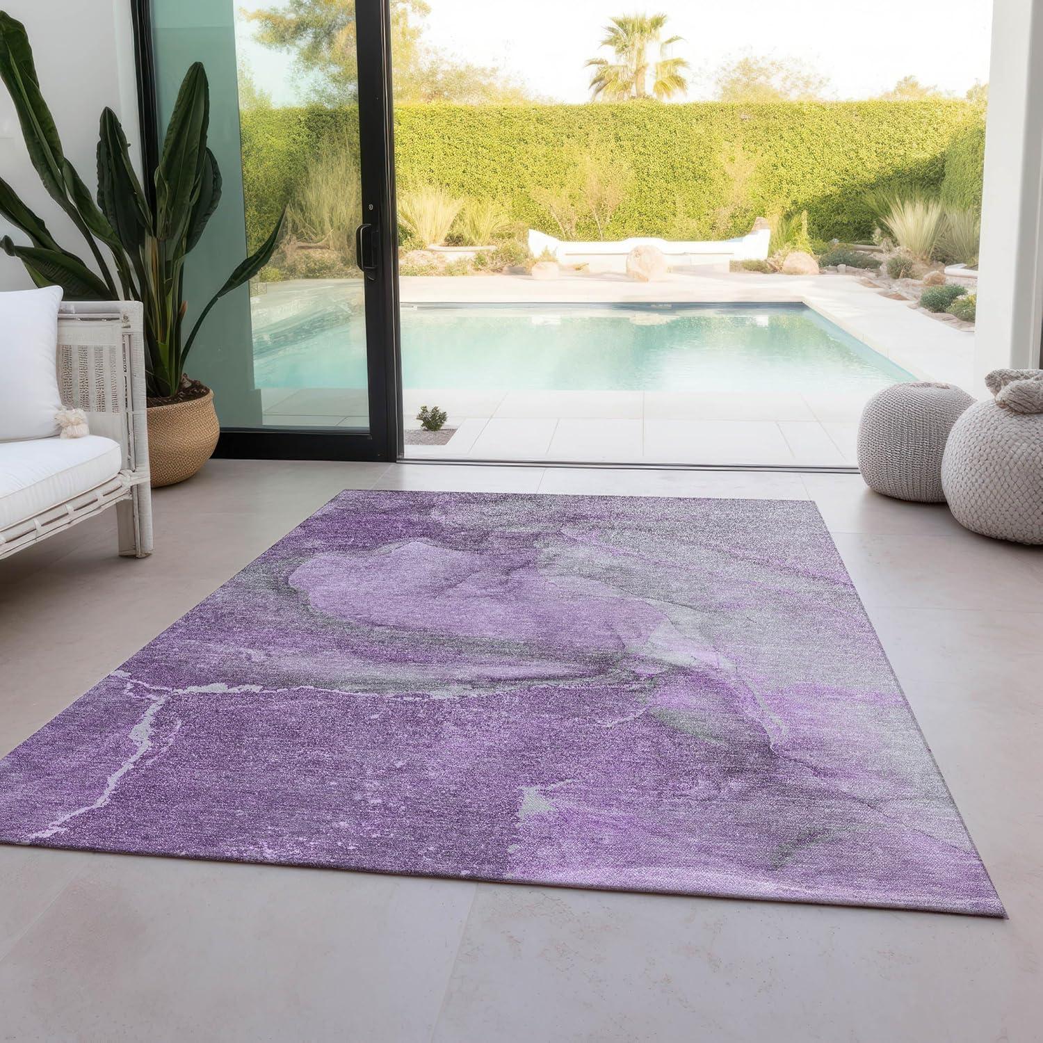 Lilac 10' x 14' Machine Washable Synthetic Area Rug