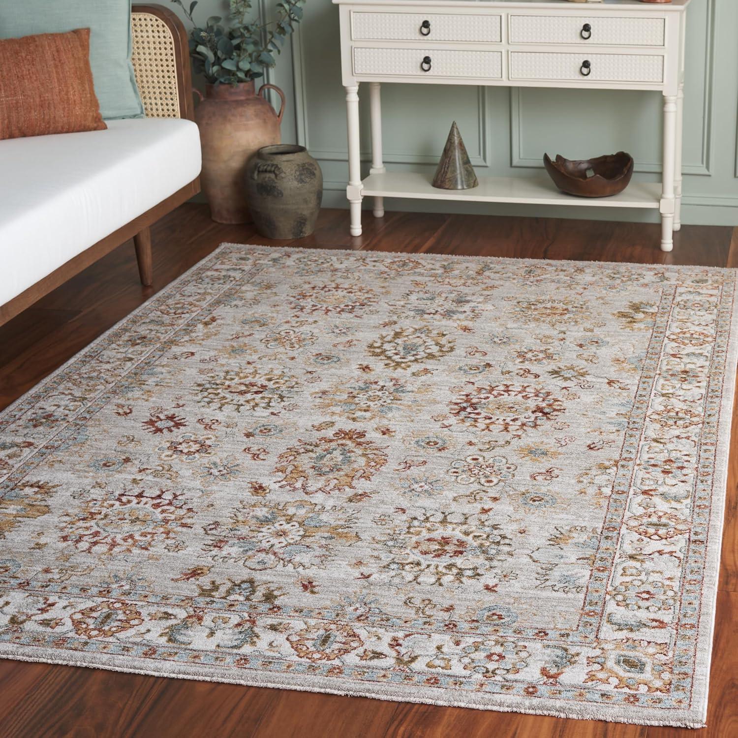 Hamilton HLT112 Power Loomed Area Rug - Gray/Rust - 5'3"x7'6" - Safavieh.