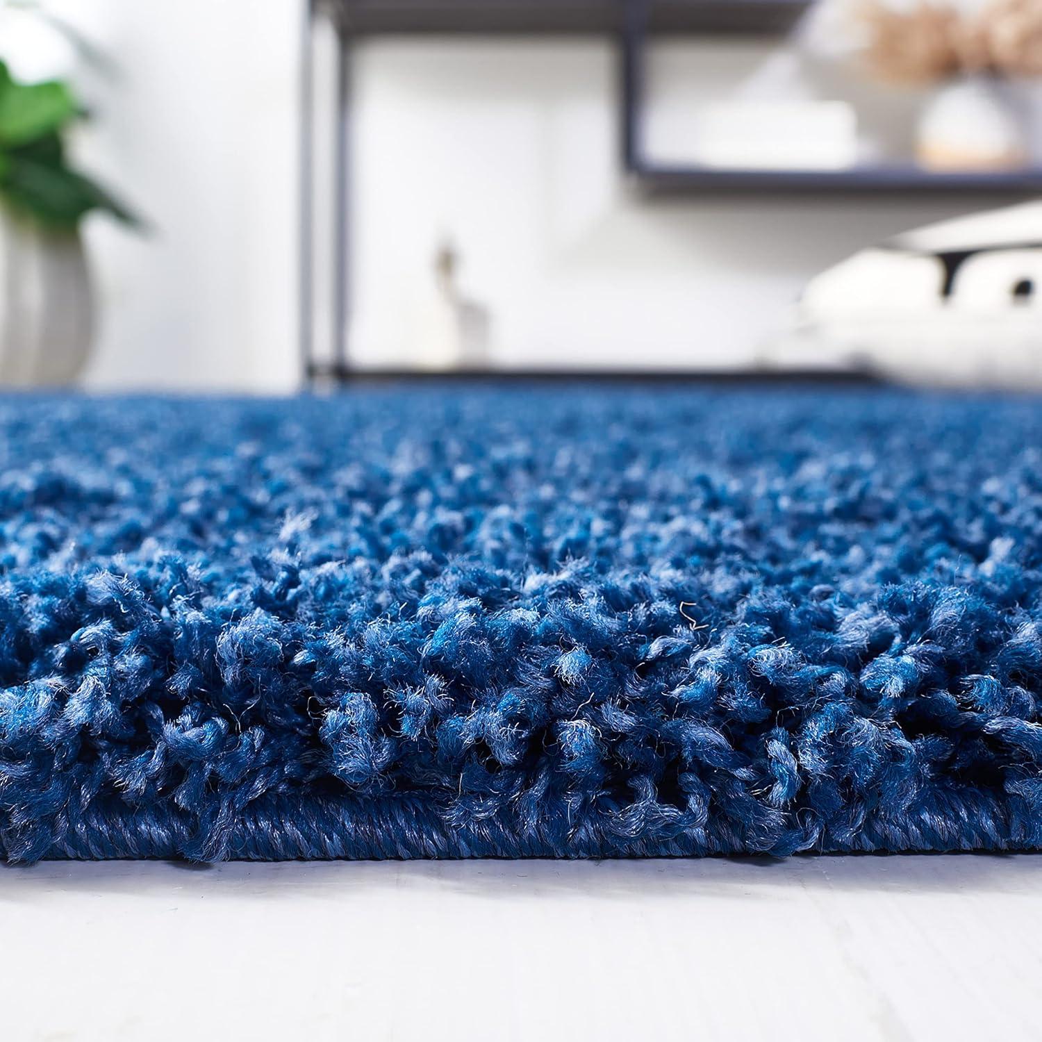 SAFAVIEH Laguna Neven Plush Solid Shag Area Rug, Blue, 6'7" x 6'7" Square