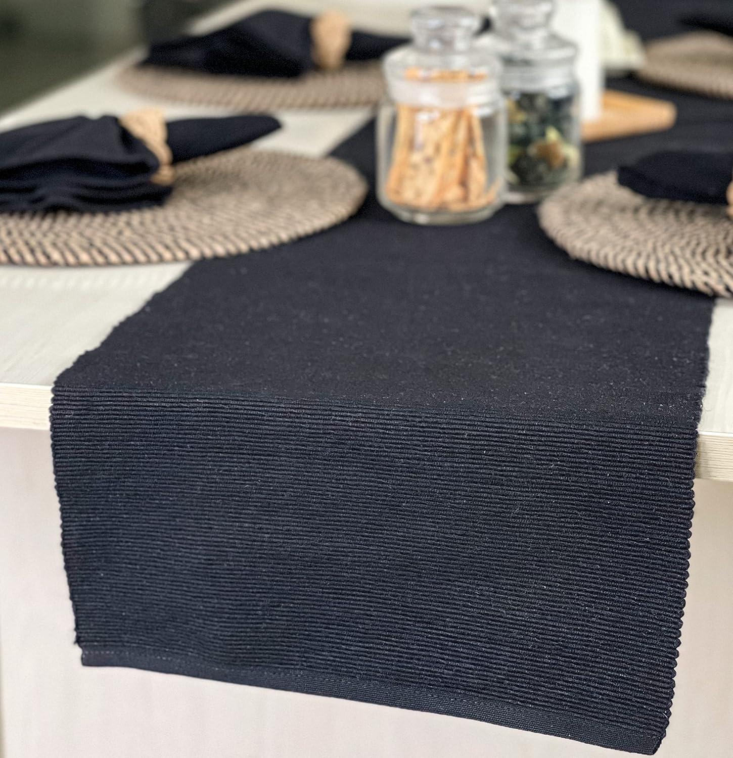 Design Imports Black Ribbed Placemat Set/6