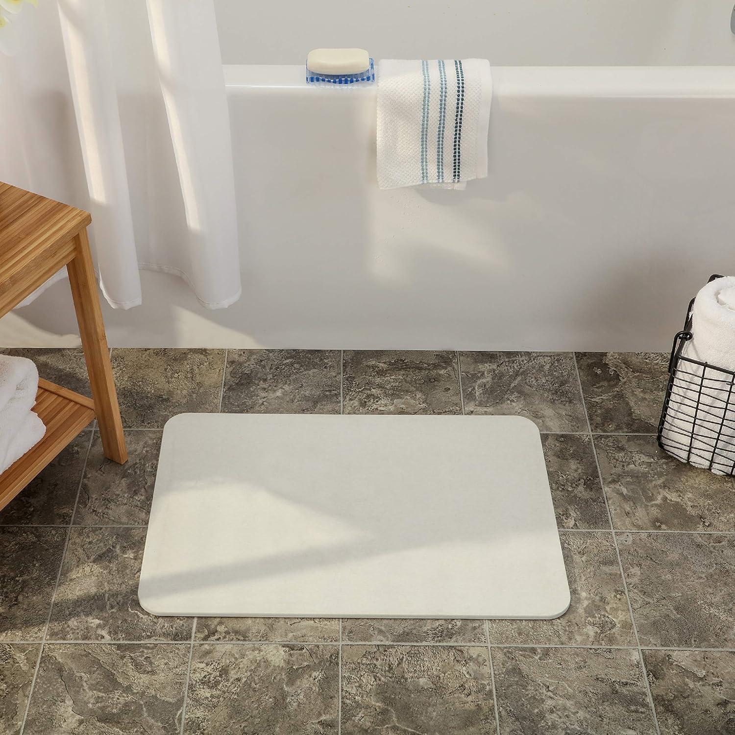 SlipX Solutions Quick-Dry Absorbent Non-Slip Bath Mat Made of Diatomaceous Earth (Eco-Friendly Stone Floor Mat, 17.75” x 13.75”)