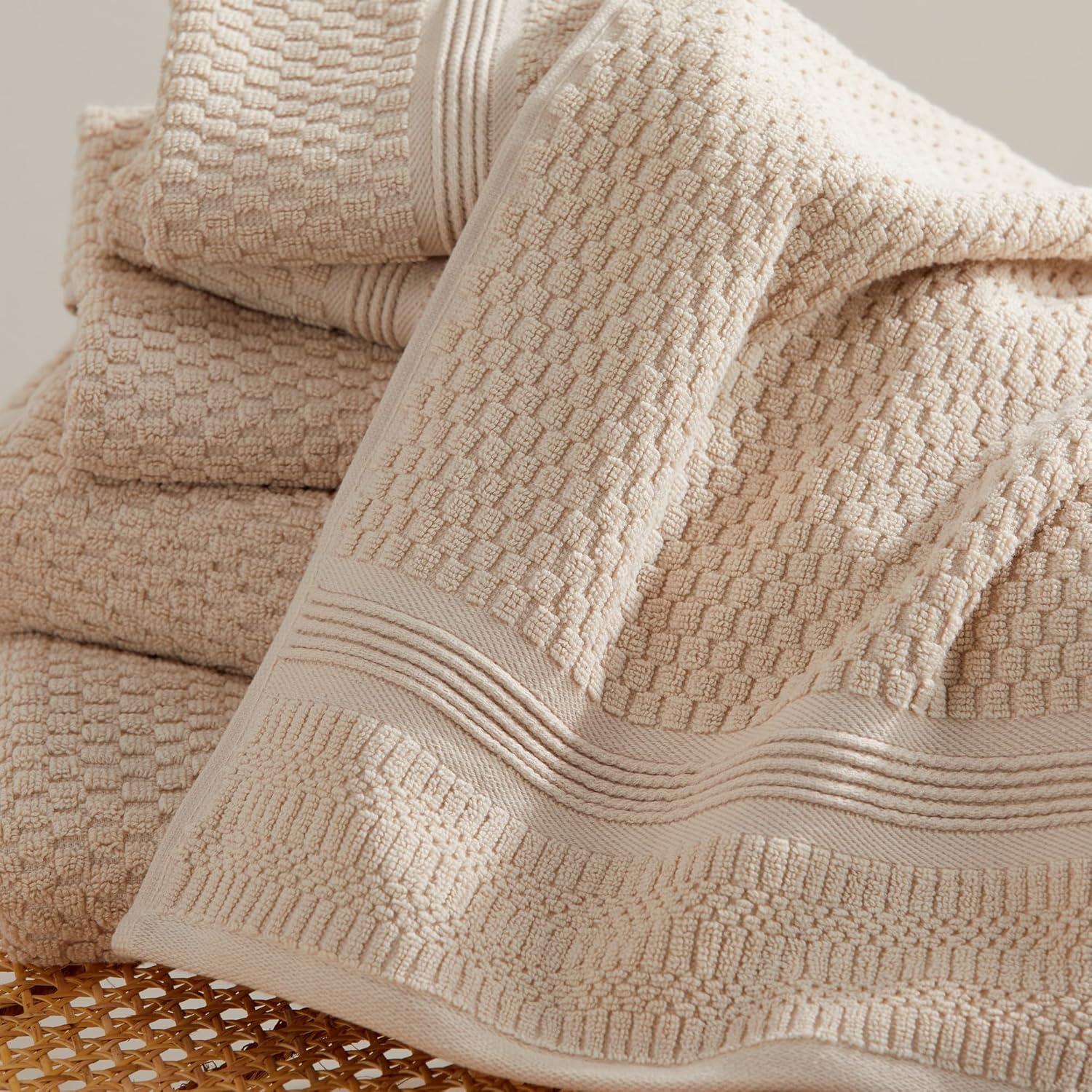 Market & Place 4-Piece Cotton Textured Quick Dry Bath Towel Set Oatmeal