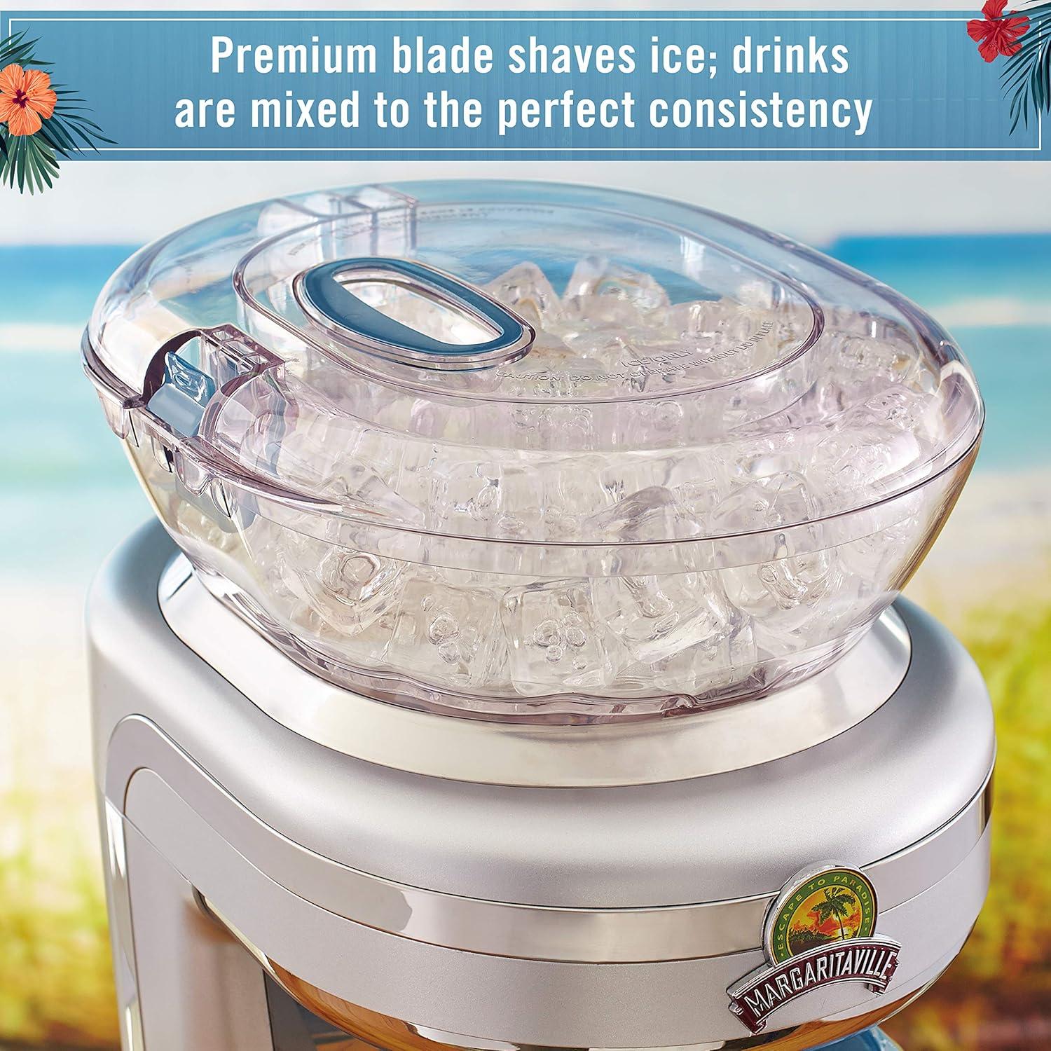 Margaritaville Key West Frozen Concoction Maker Ice Shaver and Crusher Blue/Silver: 64oz Capacity, 450W, Dishwasher-Safe Parts