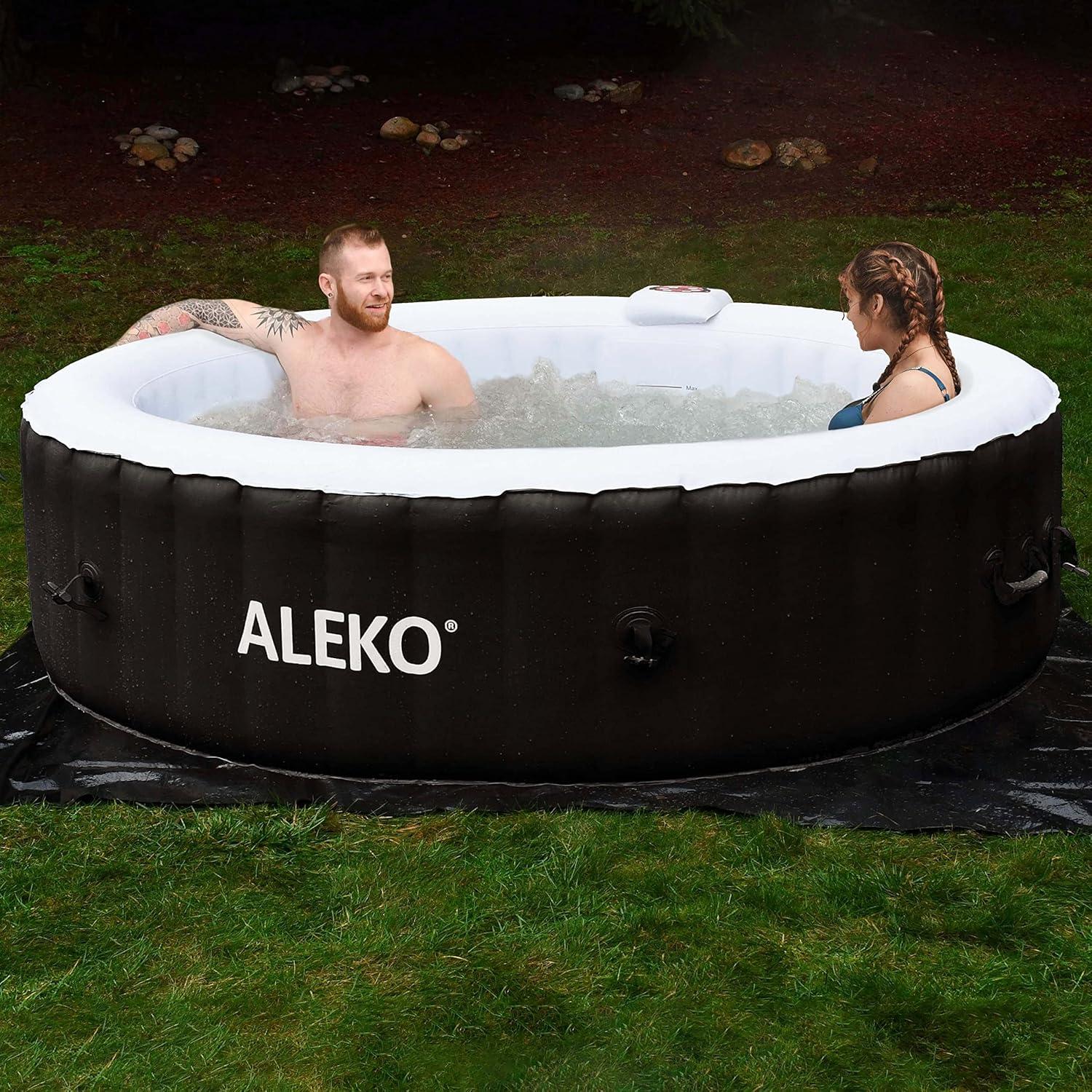 Aleko 265-Gallon Black and White Inflatable Round Hot Tub