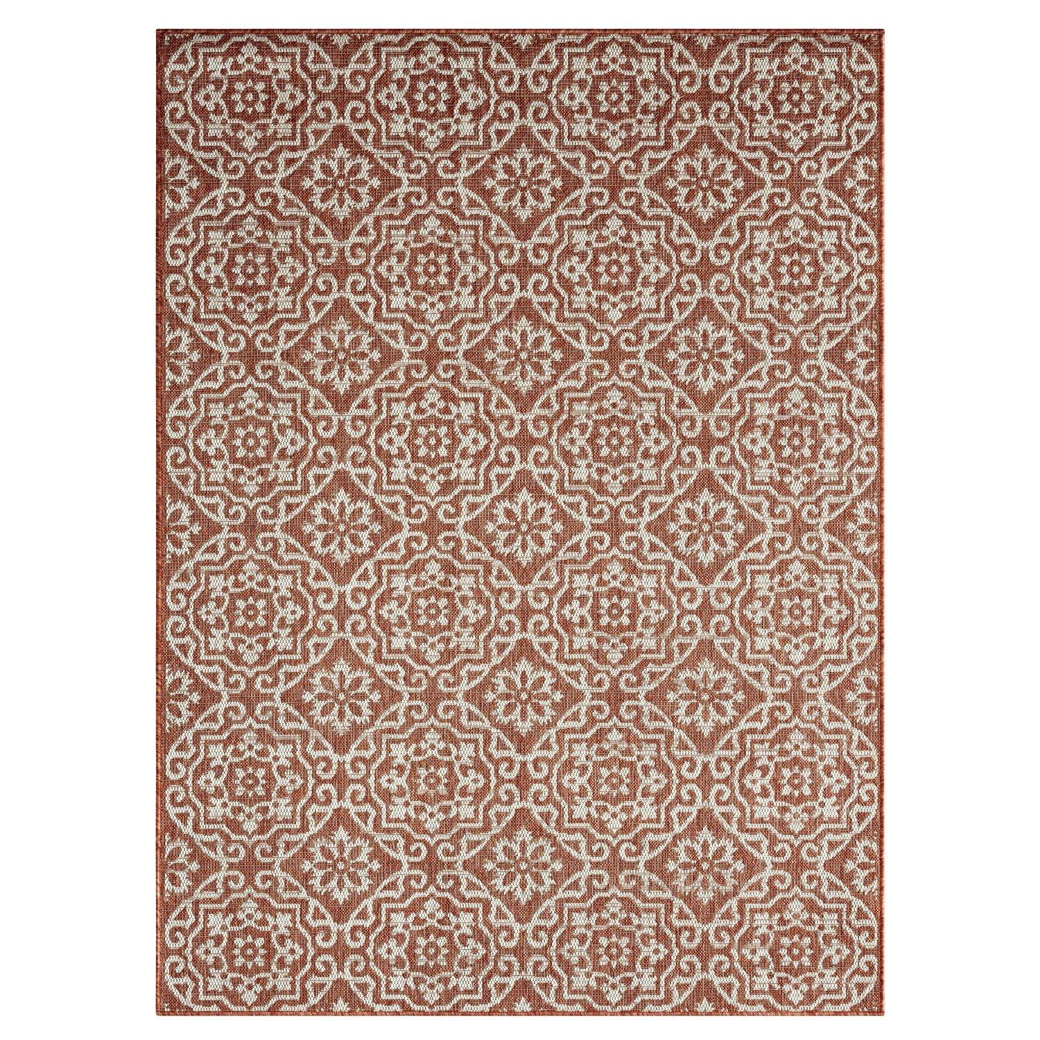 NICOLE MILLER NEW YORK Country Danica Geometric Indoor/Outdoor Area Rug, Terracotta/Ivory