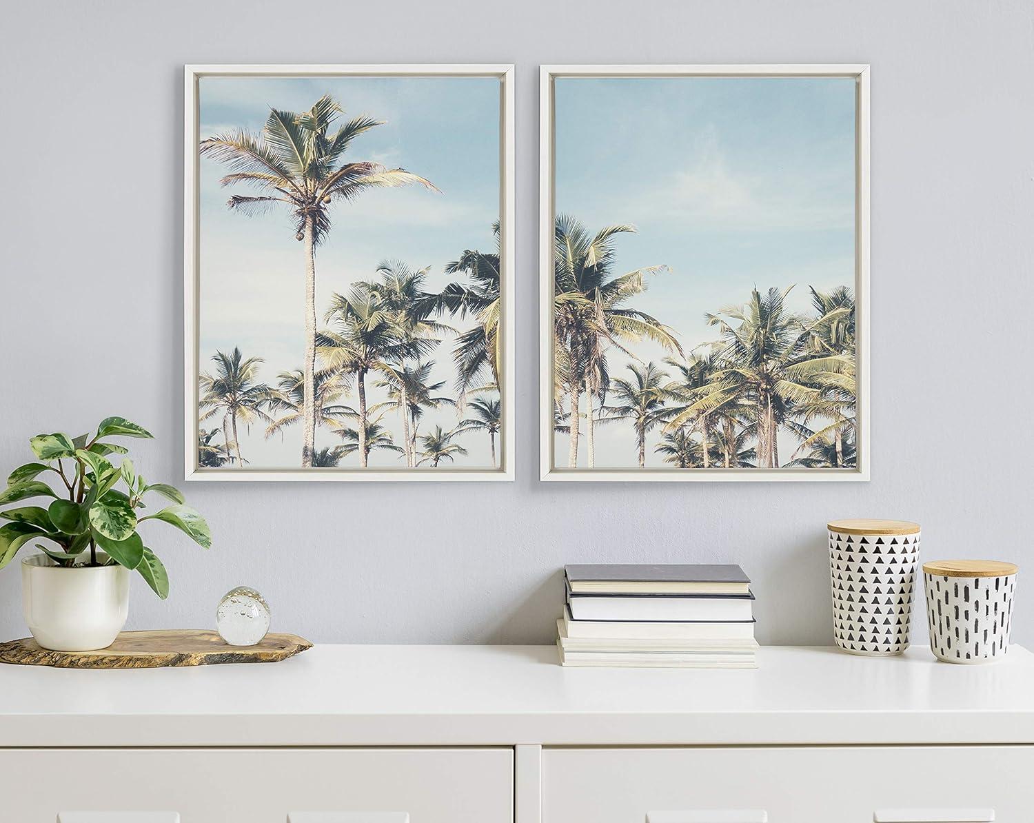 18" x 24" 2pc Sylvie Coastal Coconut Palm Tree Beach Framed Canvas Set by the Creative Bunch Studio White - Kate & Laurel All Things Decor