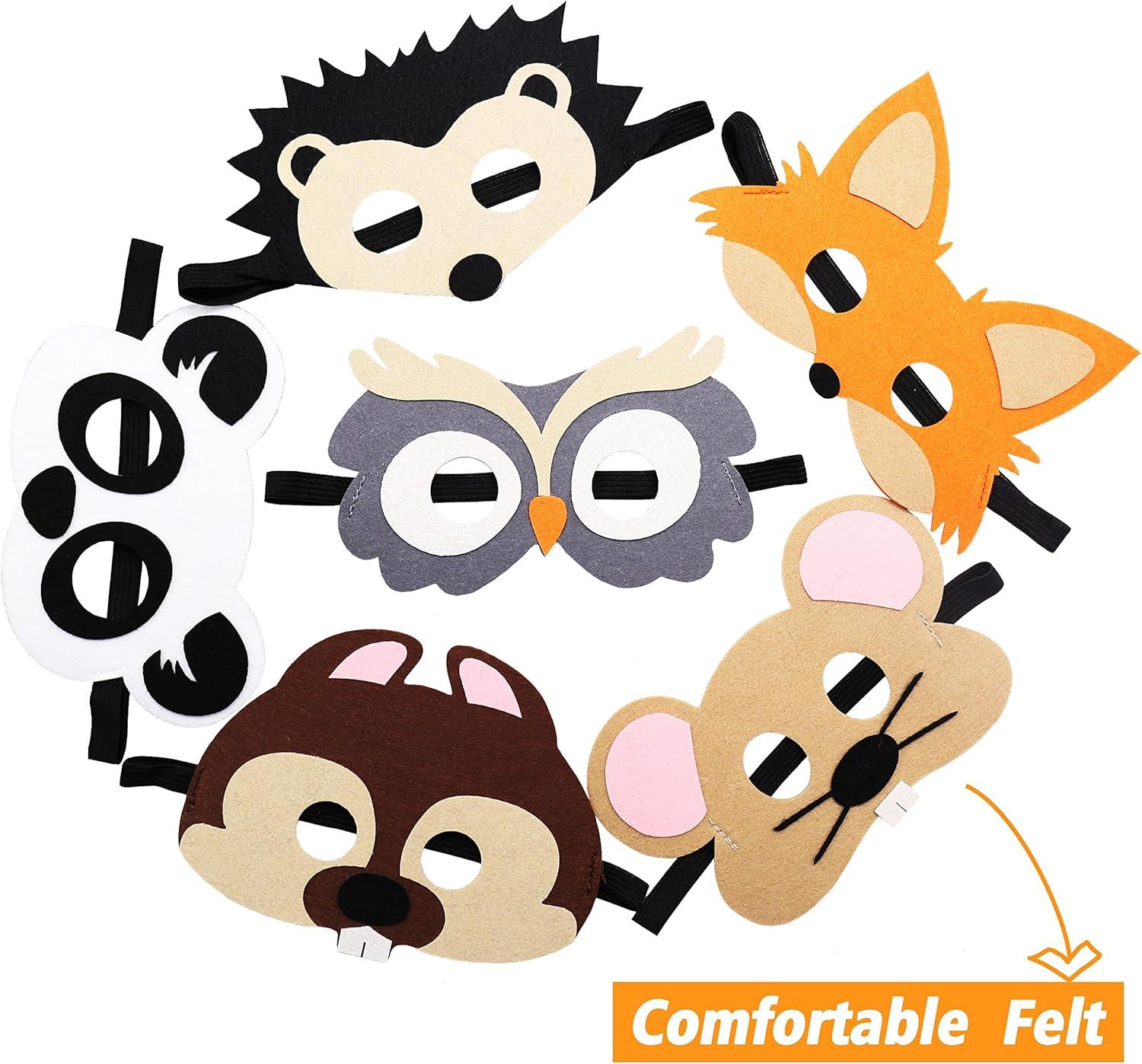 CiyvoLyeen Forest-Friends Animals Felt Masks 10 pcs Woodland Creatures Animal Cosplay Zoo Camping Themed Party Favors Supplies for Boys or Girls