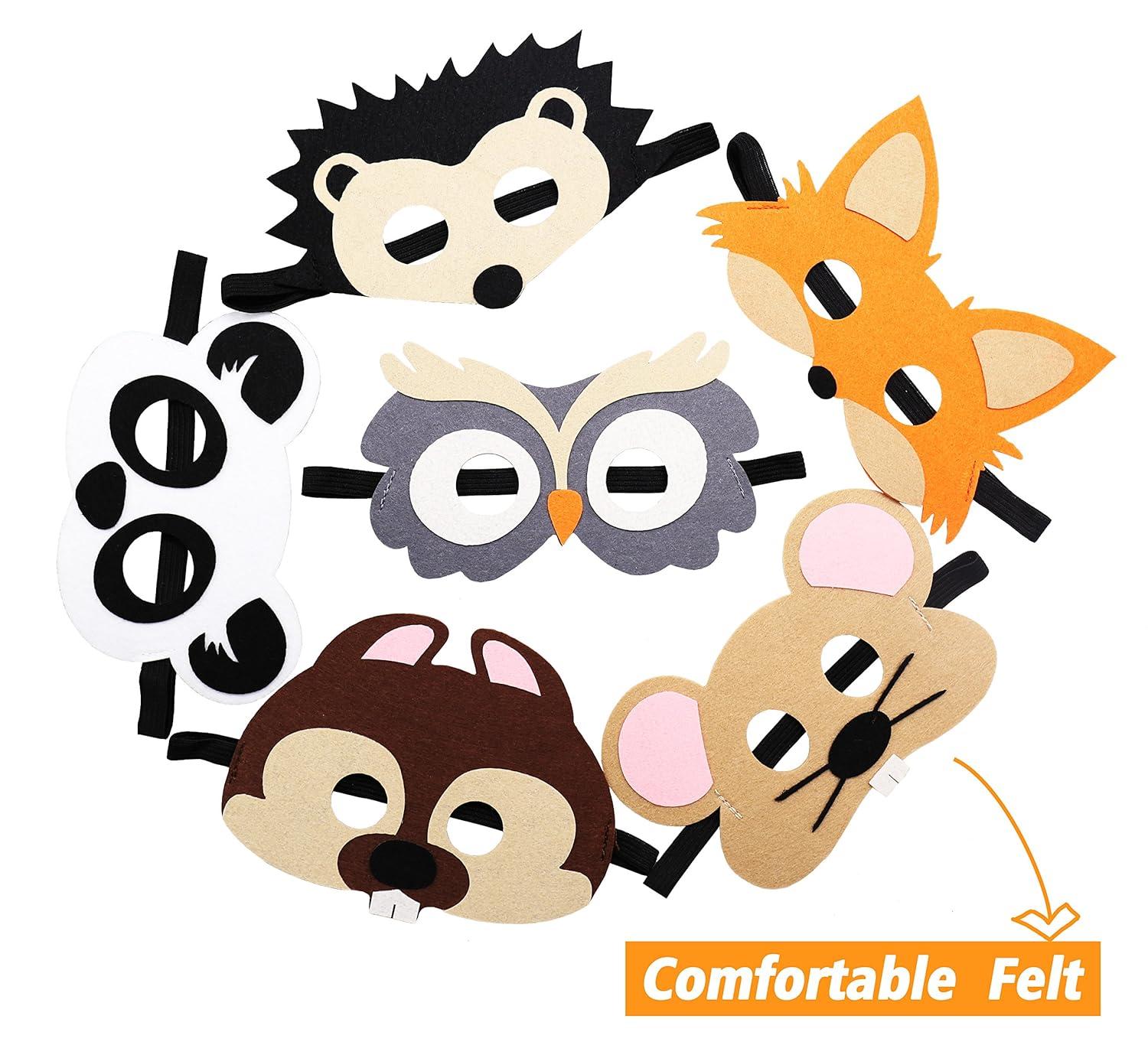 CiyvoLyeen Forest-Friends Animals Felt Masks 10 pcs Woodland Creatures Animal Cosplay Zoo Camping Themed Party Favors Supplies for Boys or Girls