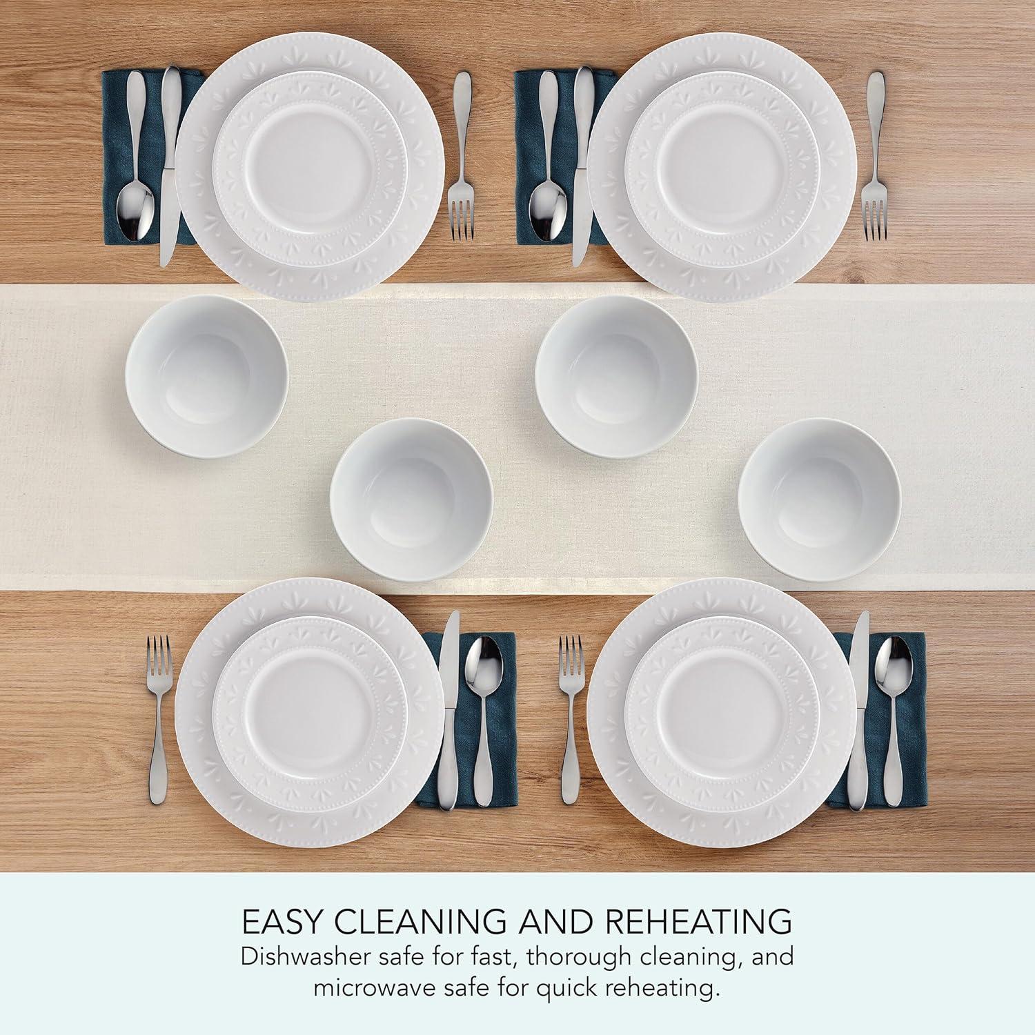 Maddy White Porcelain 12-Piece Dinnerware Set, Service for 4