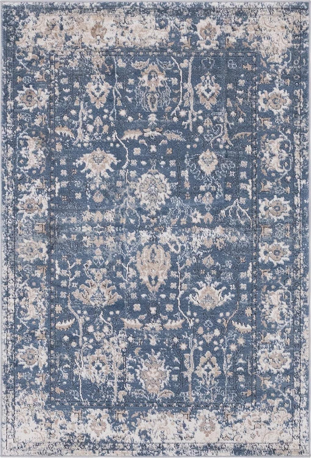 Nuloom Florid Emma Floral 4x6 Indoor Area Rug for Living Room Bedroom Dining Room Kitchen, Blue/Ivory