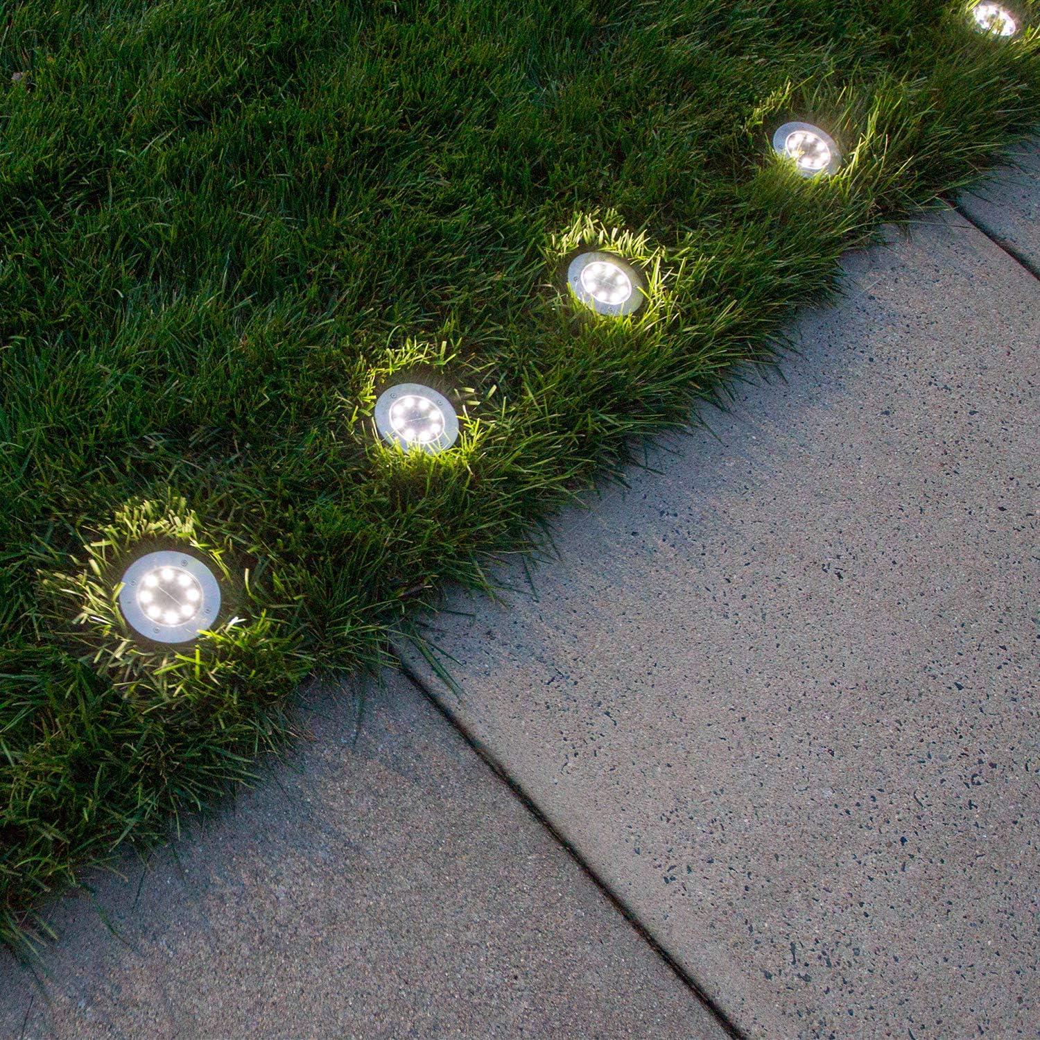 Aogist Solar Ground Lights, LED Garden Disk Lights In-Ground Outdoor Landscape Lighting for Lawn Patio Pathway Yard Deck Walkway (Warm White, 4 Pack)