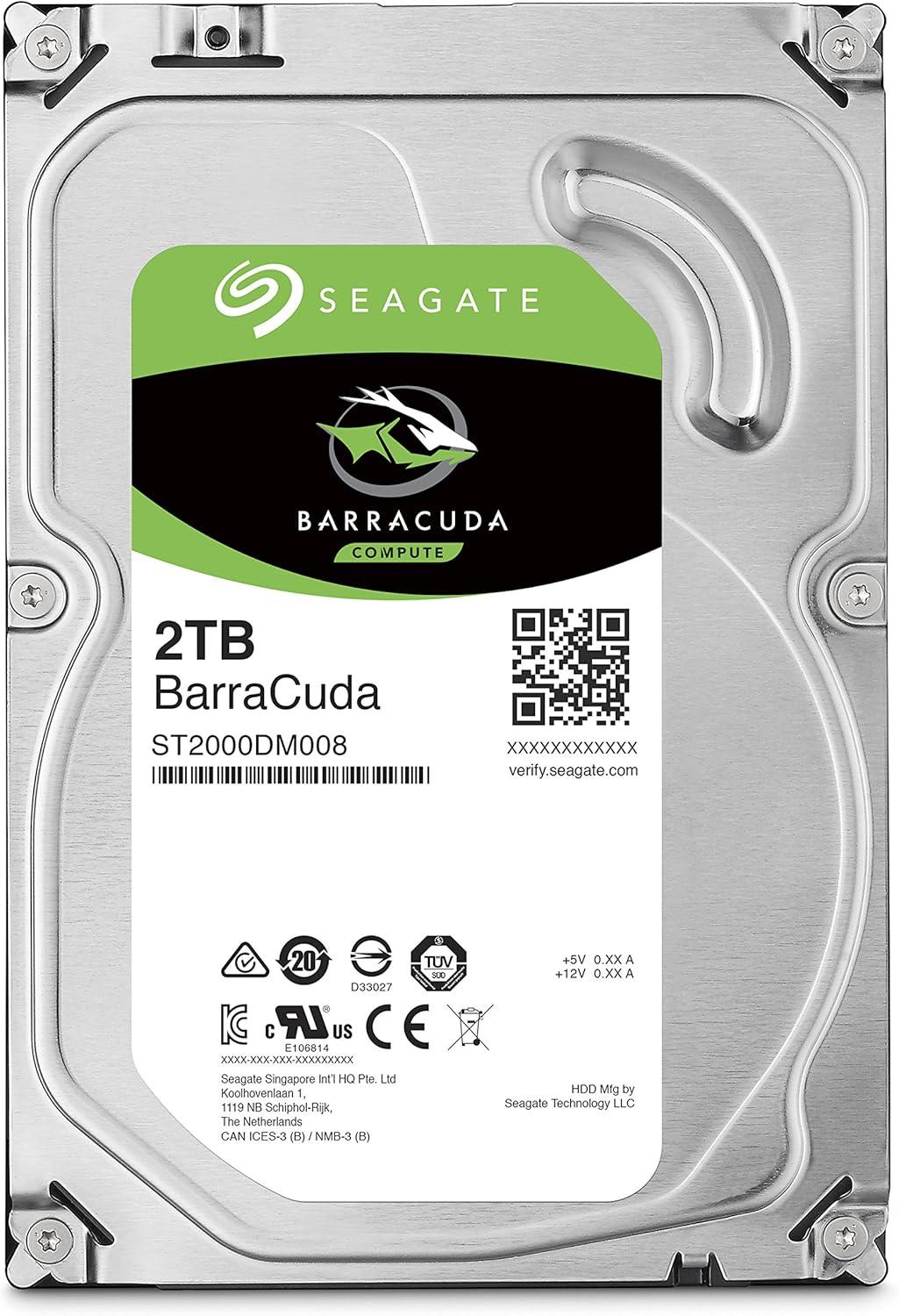 Seagate BarraCuda ST2000DM008 2TB 7200 RPM 256MB Cache SATA 6.0Gb/s 3.5" Hard Drive Bare Drive