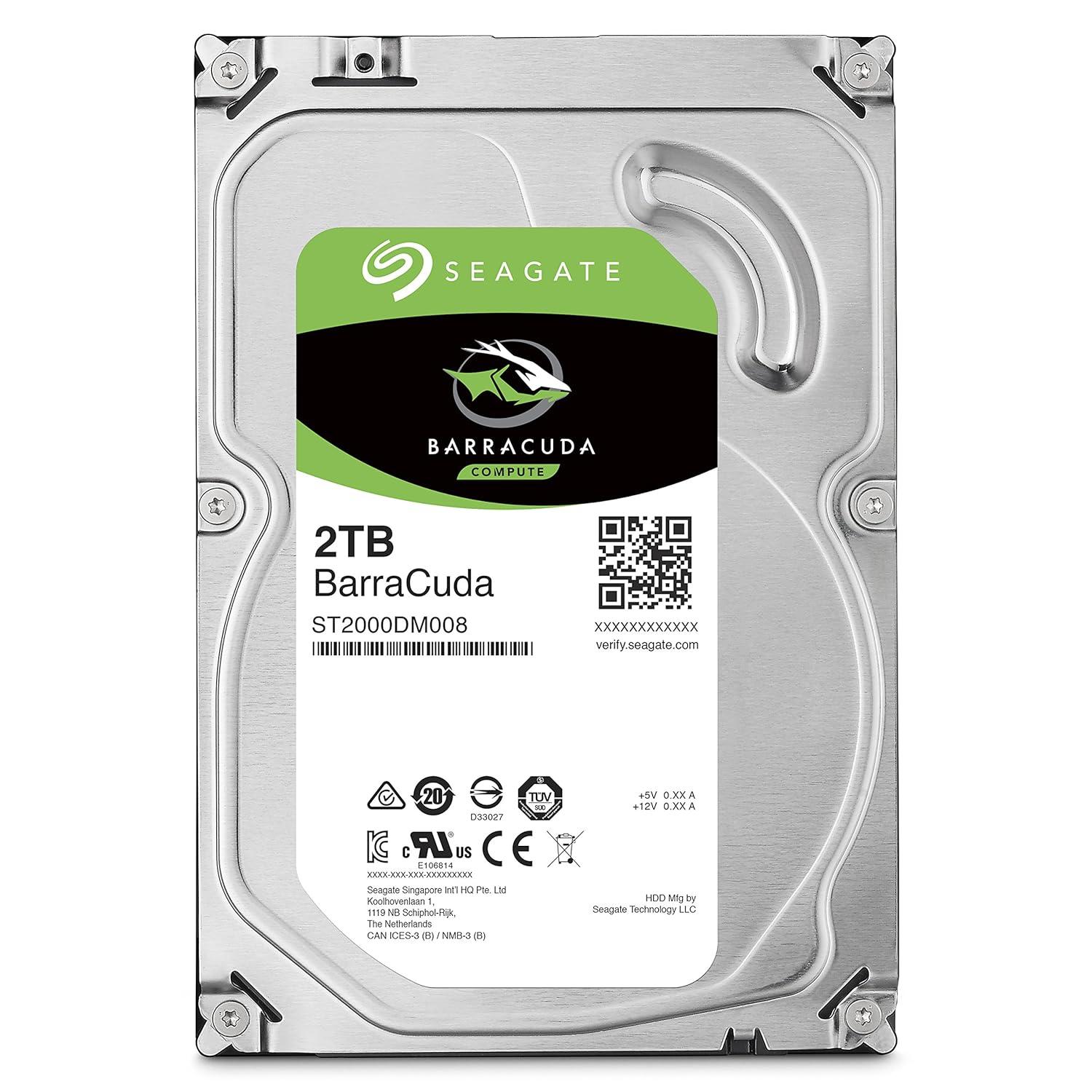 Seagate BarraCuda ST2000DM008 2TB 7200 RPM 256MB Cache SATA 6.0Gb/s 3.5" Hard Drive Bare Drive
