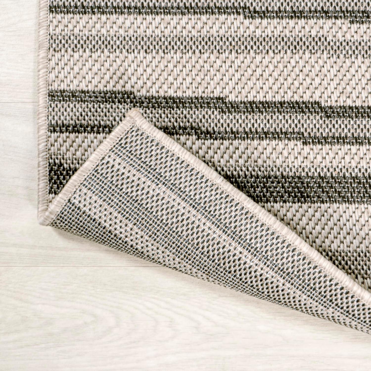 5' x 8' Castara Wavy Stripe Modern Indoor/Outdoor Area Rug, Cream/Dark Gray - JONATHAN Y