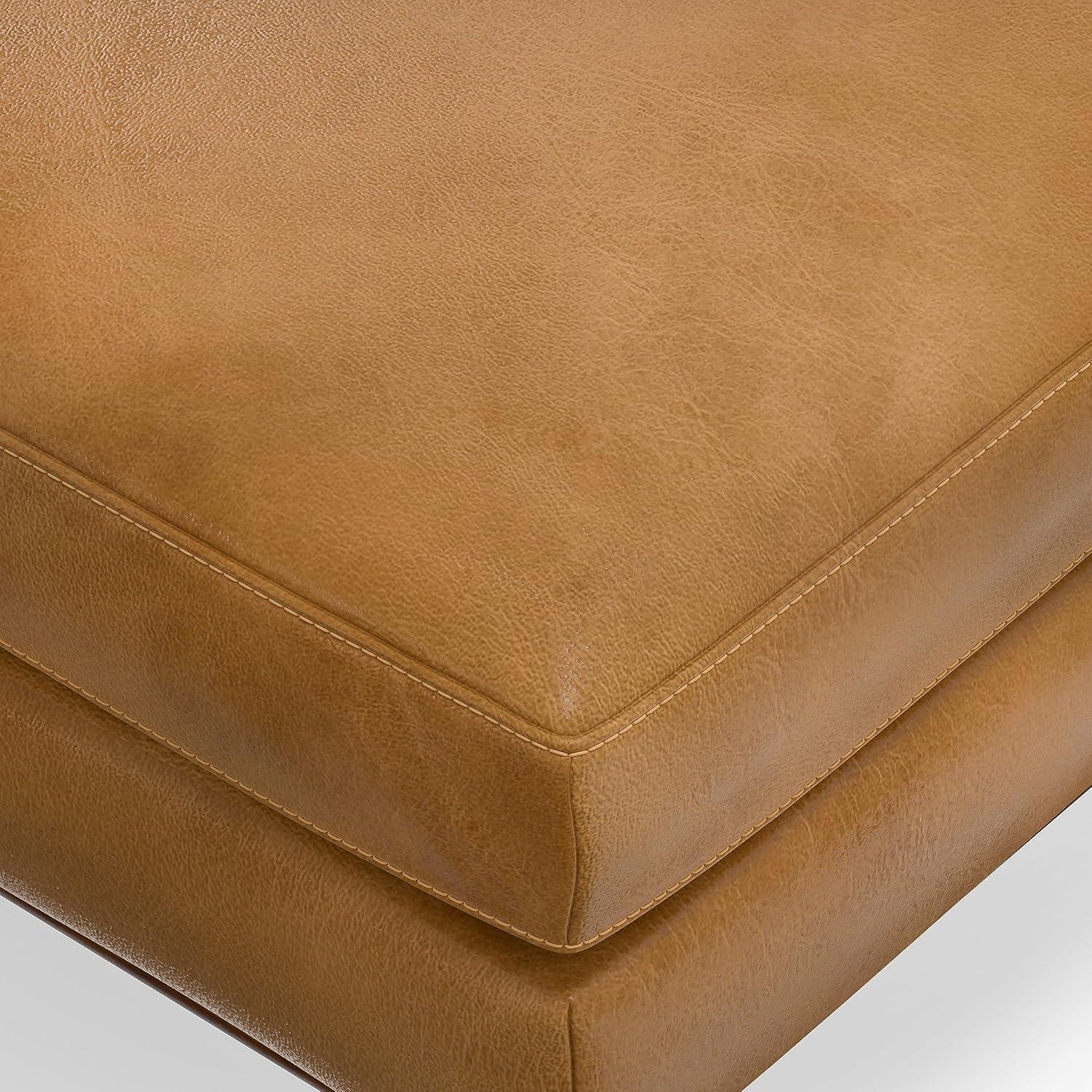 Morrison 49" Wide Modern Large Rectangular Ottoman in Sienna Genuine Leather